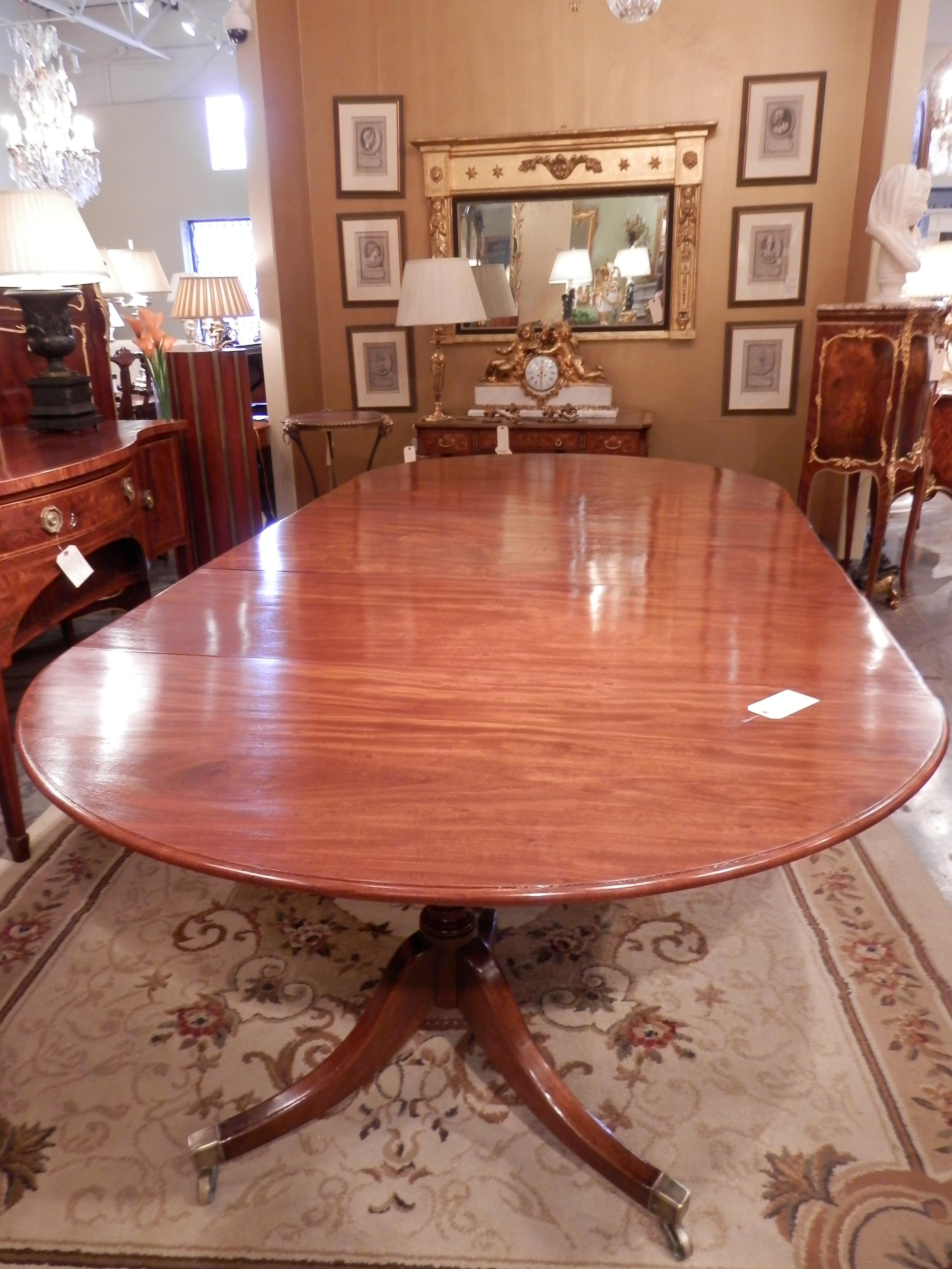 Regency Mahogany Period Triple Pedestal Large Dining Table For Sale 2