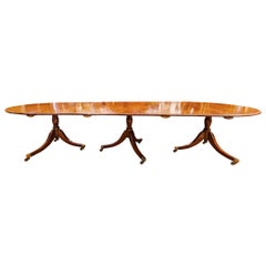 Regency Mahogany Period Triple Pedestal Large Dining Table