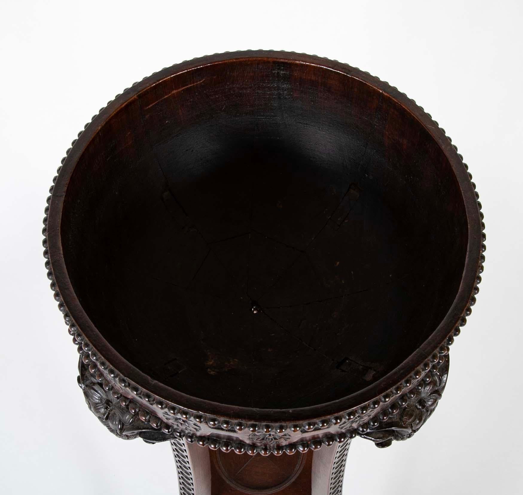 Regency Mahogany Rams Head Plant Stand With Hoof Feet 1