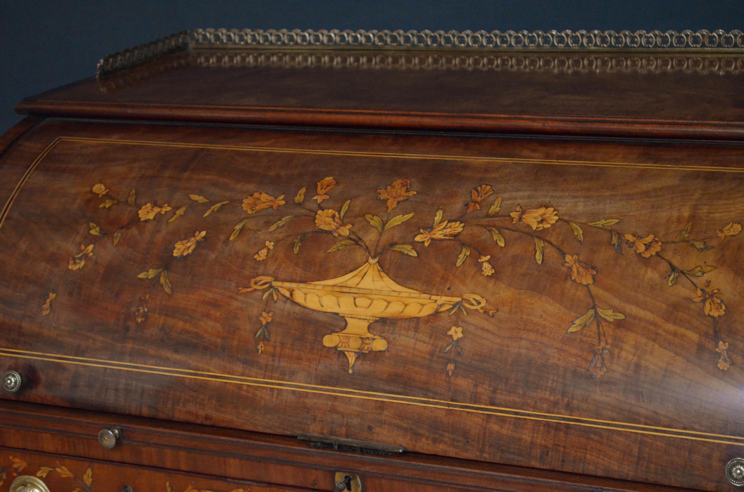 Regency Mahogany Roll Top Bureau 1