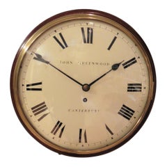 Regency Mahogany Round Dial Wall Clock by John Greenwood, Canterbury