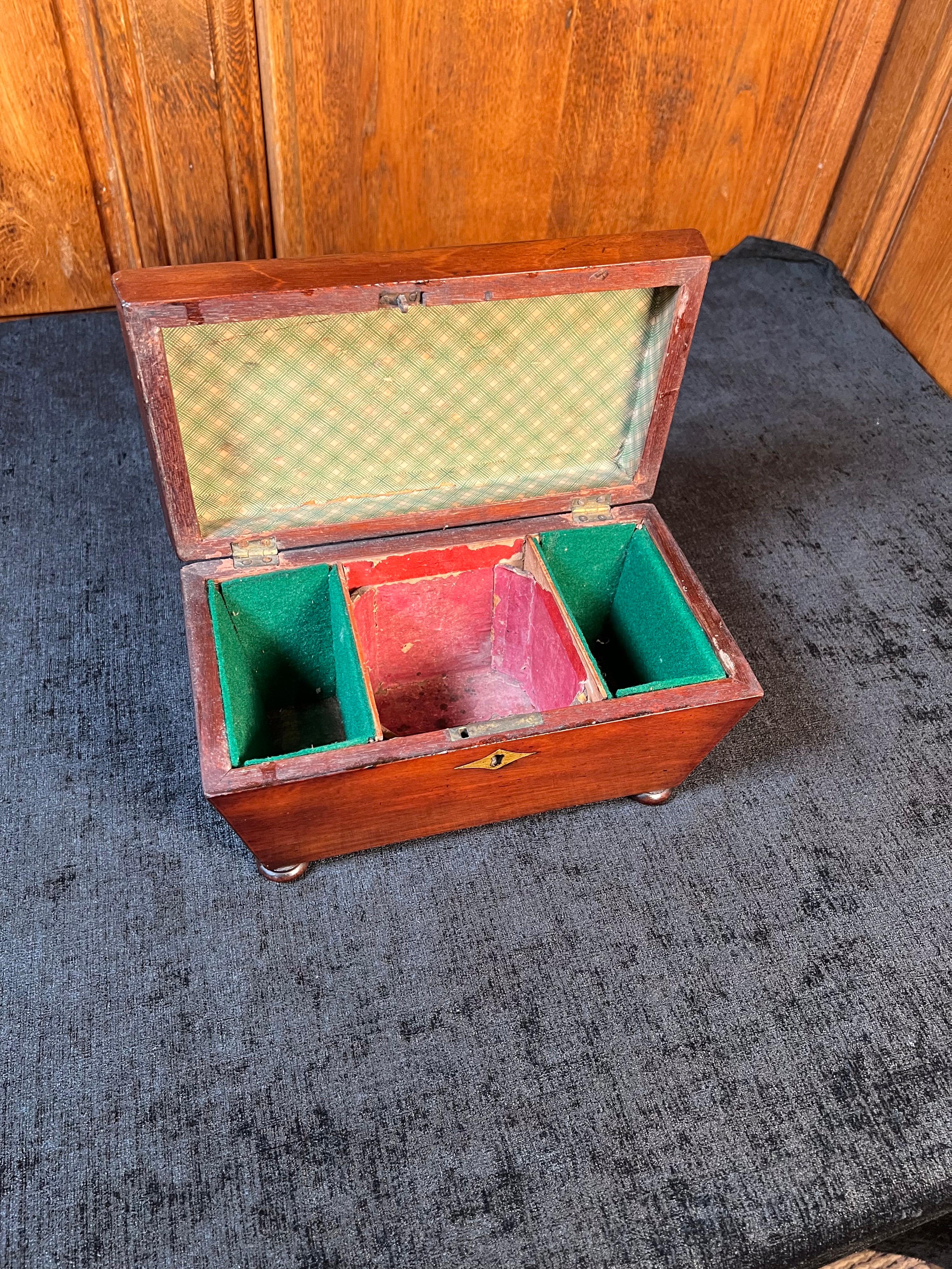 Poli Boîte à thé de style Régence en acajou en forme de sarcophage en vente