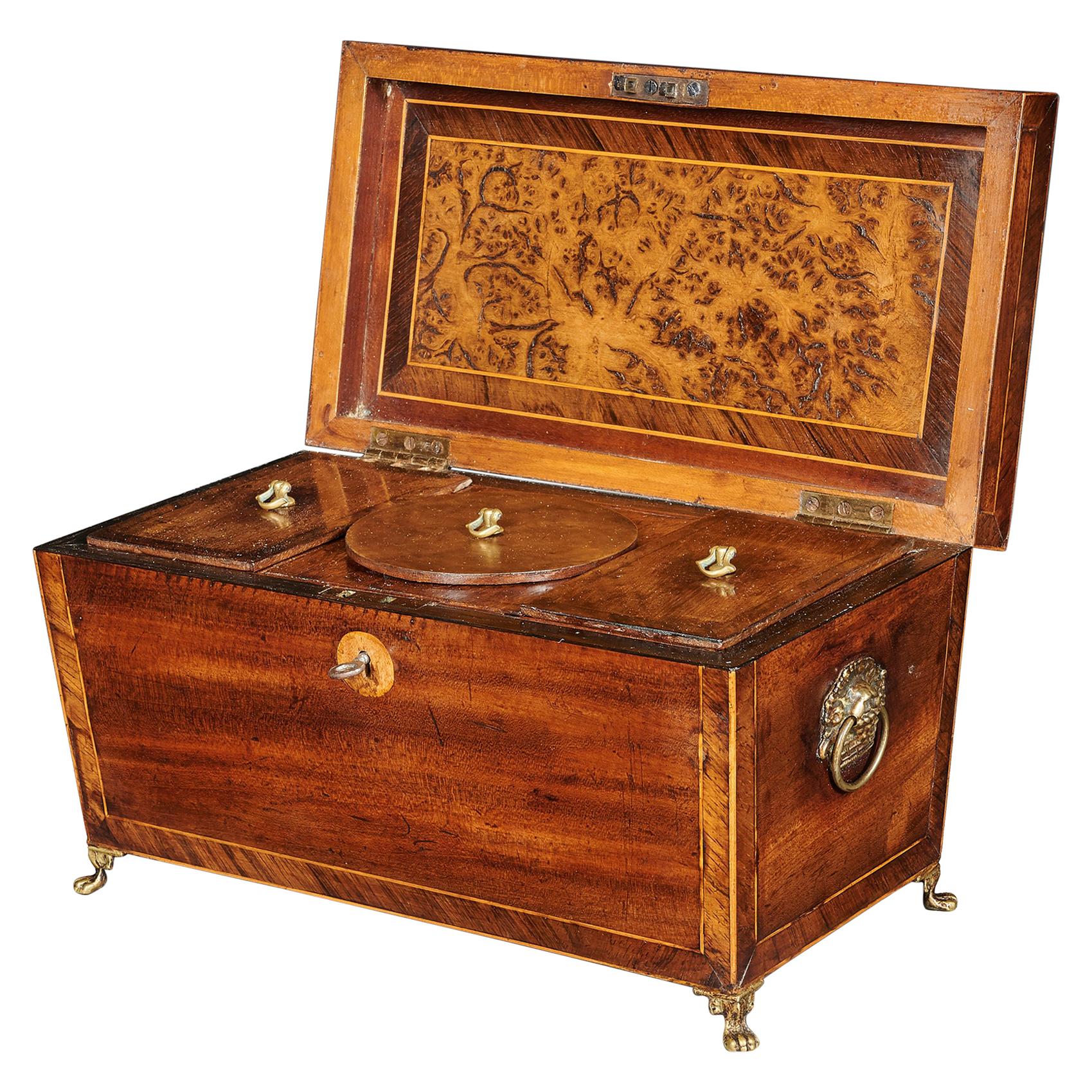 Regency Mahogany Sarcophagus Shaped Tea Caddy