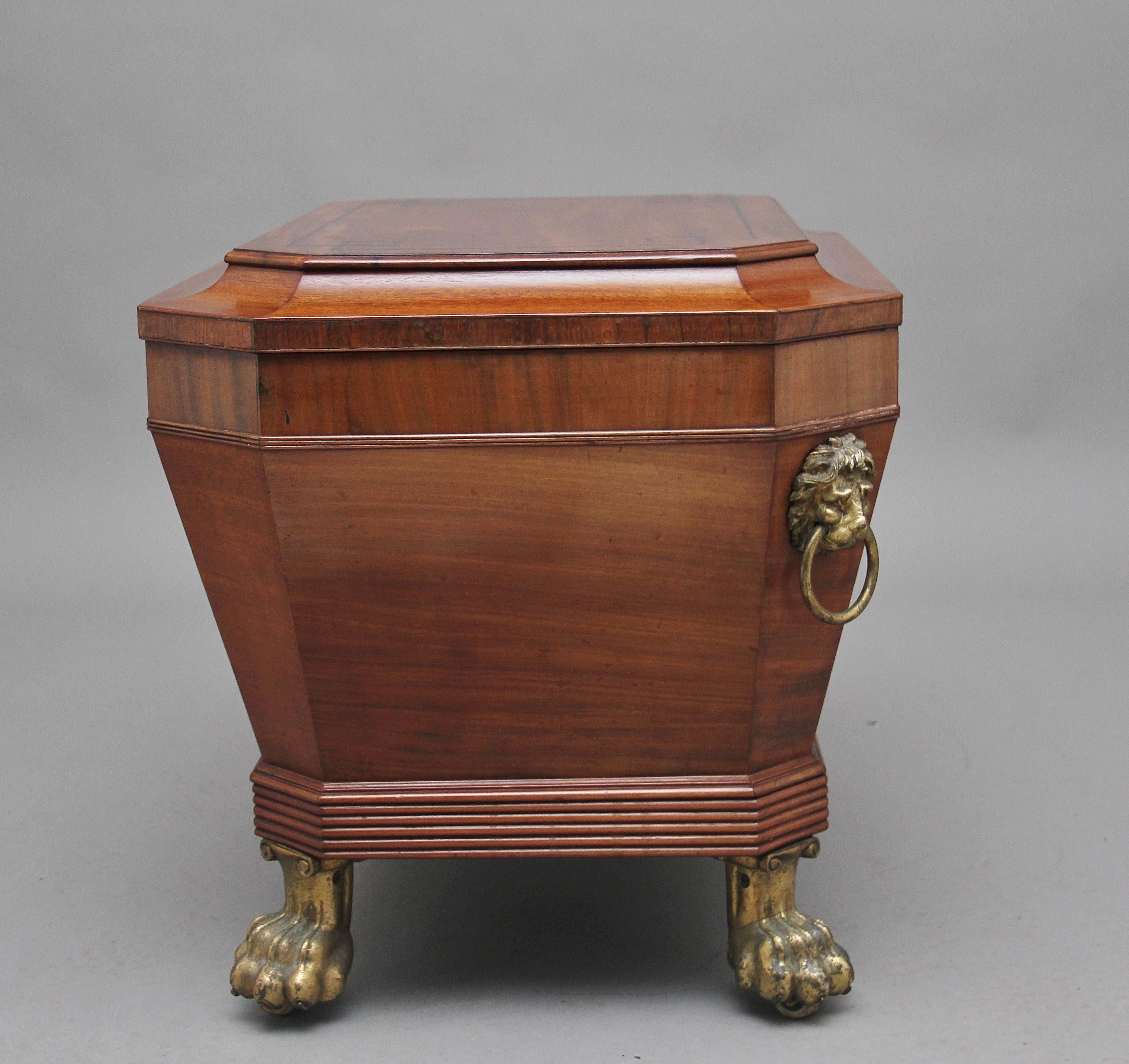 Early 19th Century Regency Mahogany Sarcophagus Wine Cooler For Sale