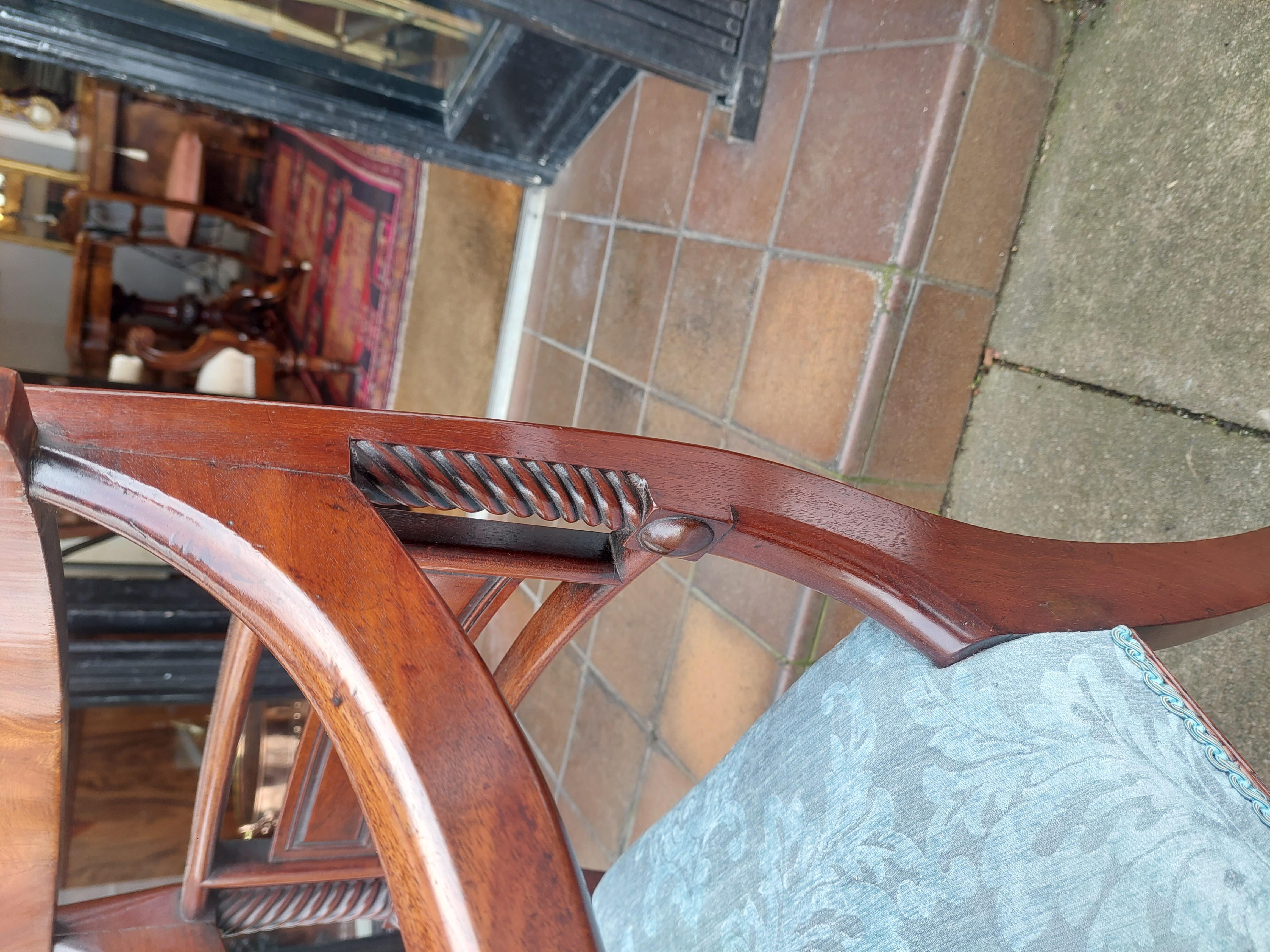 Upholstery Regency Mahogany Scroll Armed Chair