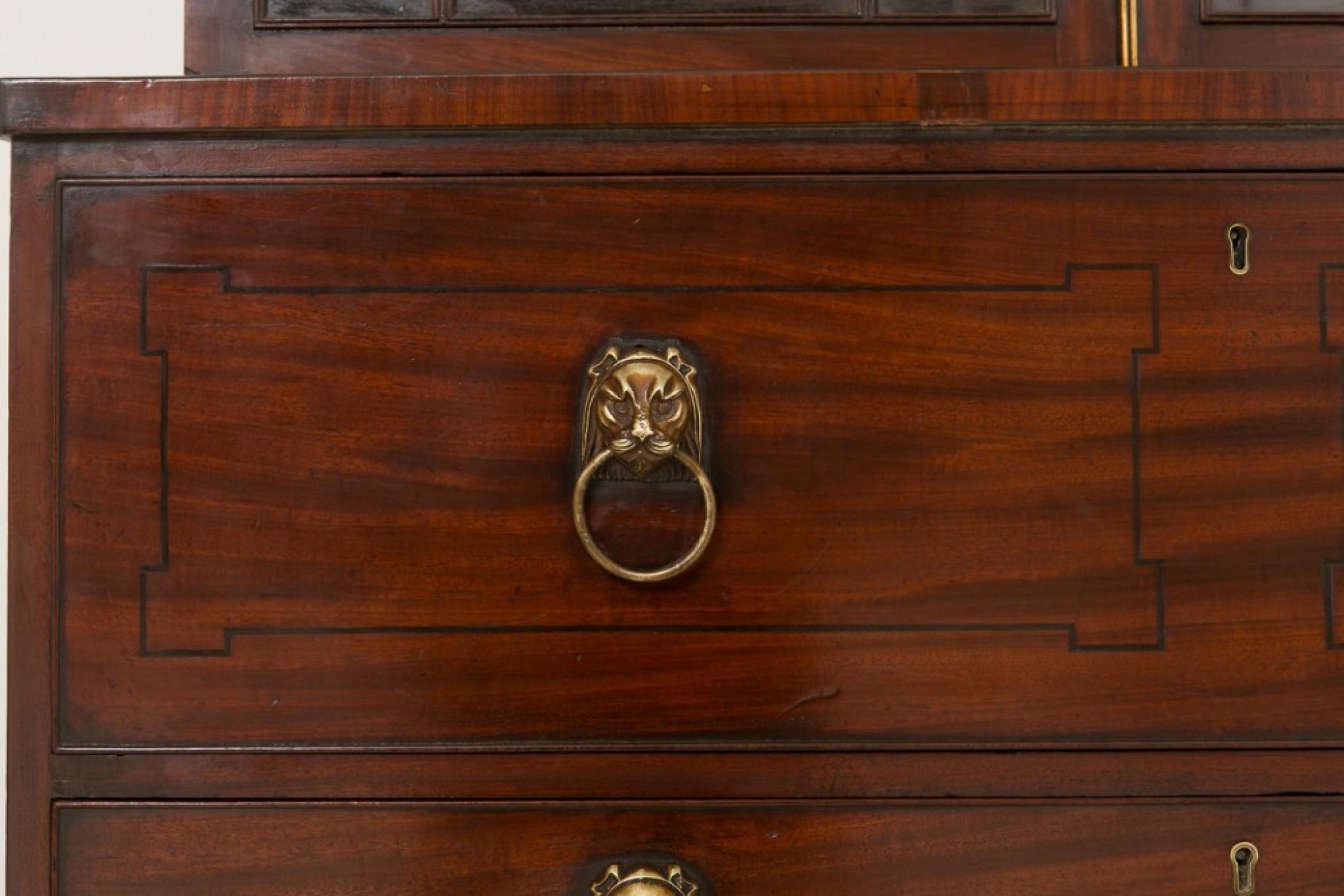 Regency Mahogany Secretaire Bookcase Desk Cabinet, 1800 For Sale 2