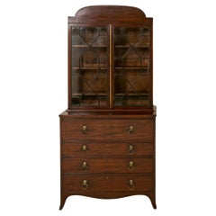 Regency Mahogany Secretaire Bookcase Desk Cabinet, 1800