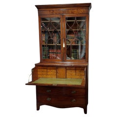 Antique Regency Mahogany Secretaire Bookcase
