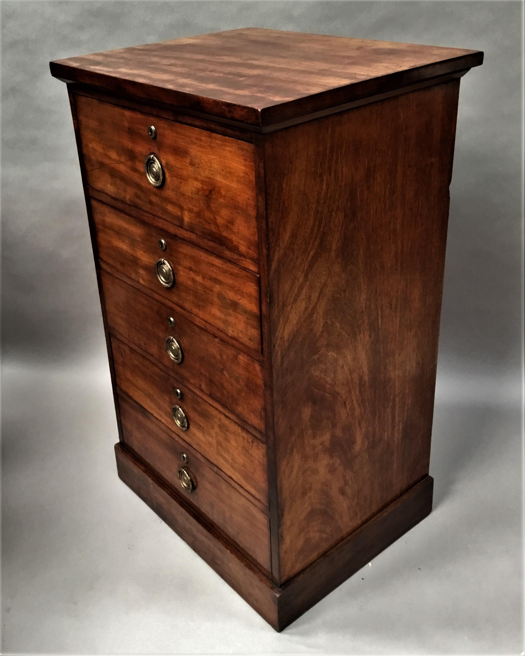 Regency Mahogany Secretaire Chest of Drawers Cabinet For Sale 5