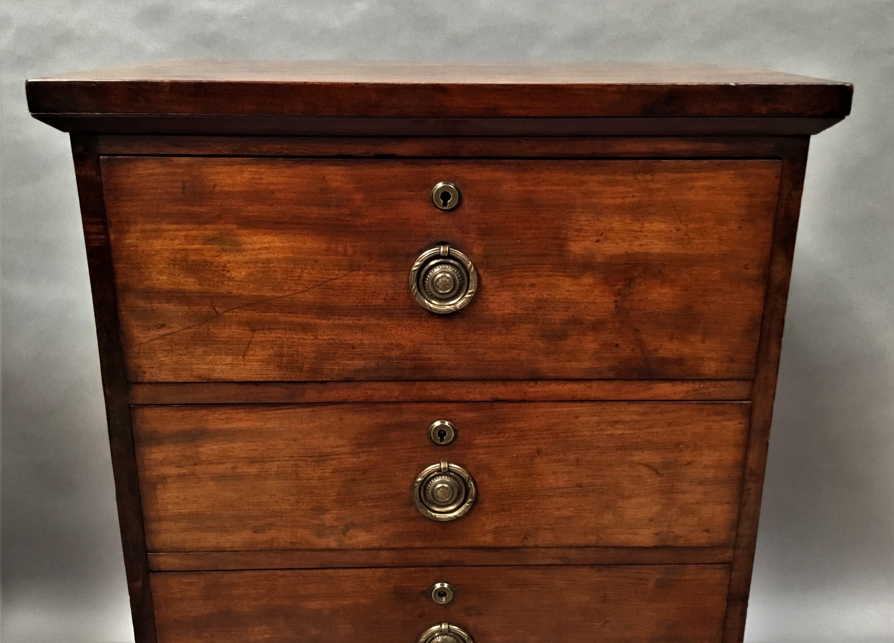 Regency Mahogany Secretaire Chest of Drawers Cabinet For Sale 8