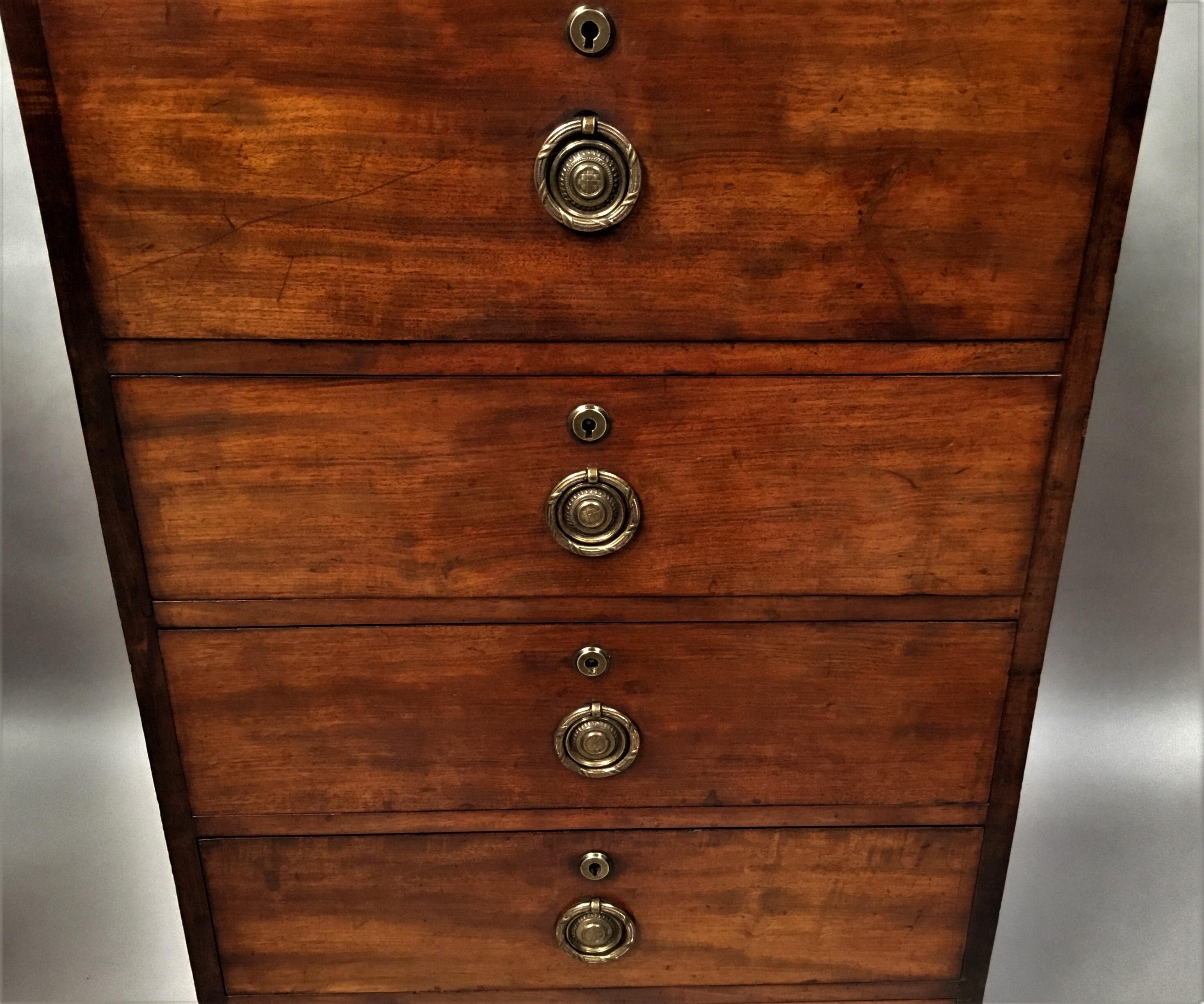 Regency Mahogany Secretaire Chest of Drawers Cabinet For Sale 9
