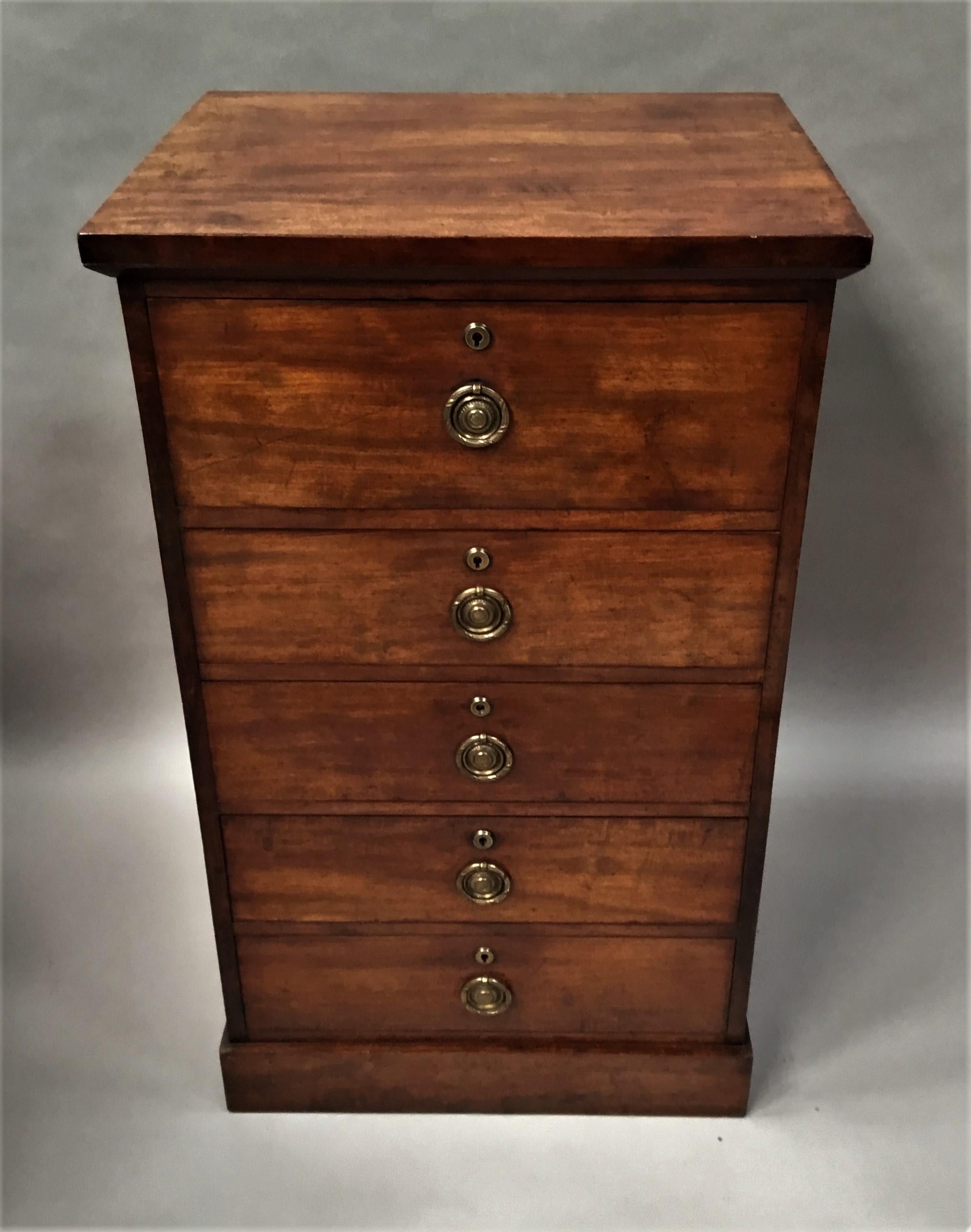 Polished Regency Mahogany Secretaire Chest of Drawers Cabinet For Sale