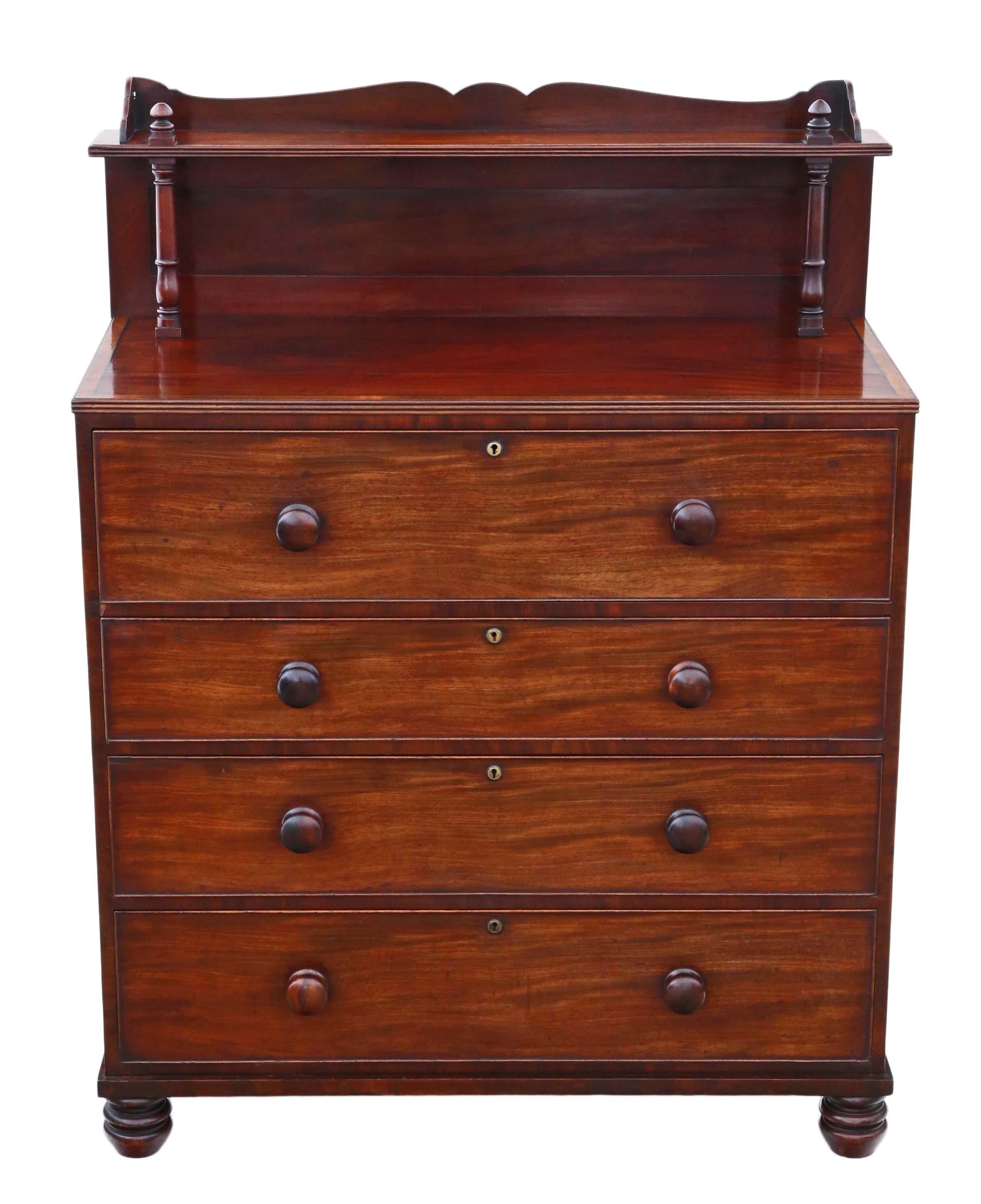 Antique Regency / William IV mahogany secretaire writing desk and chest of drawers, circa 1825-1835.
A lovely item, that is full of age, charm and character.
Solid with no loose joints and the drawers slide freely.
Great age charm and