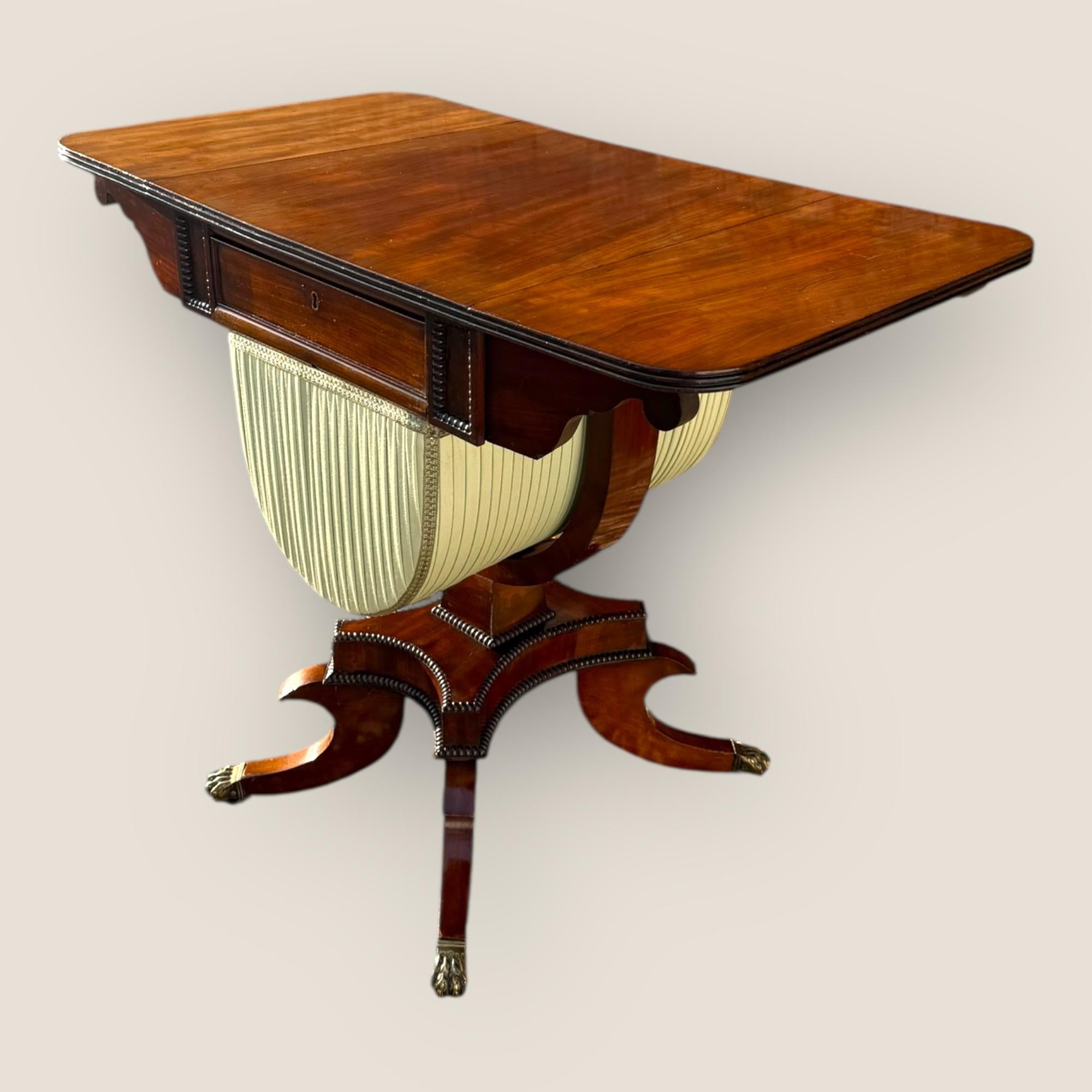 Regency Mahogany Sewing Table For Sale 4