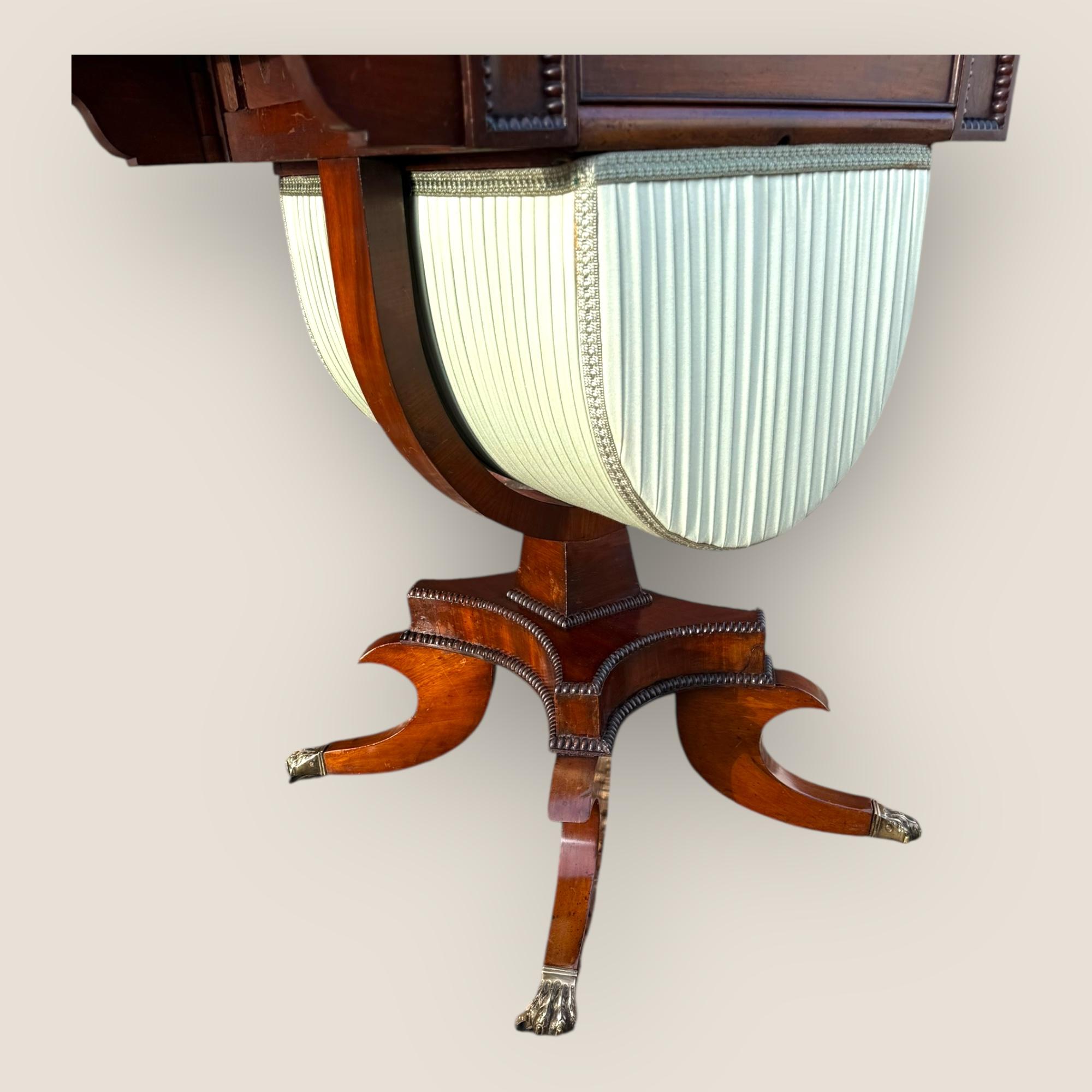 Regency Mahogany Sewing Table For Sale 5
