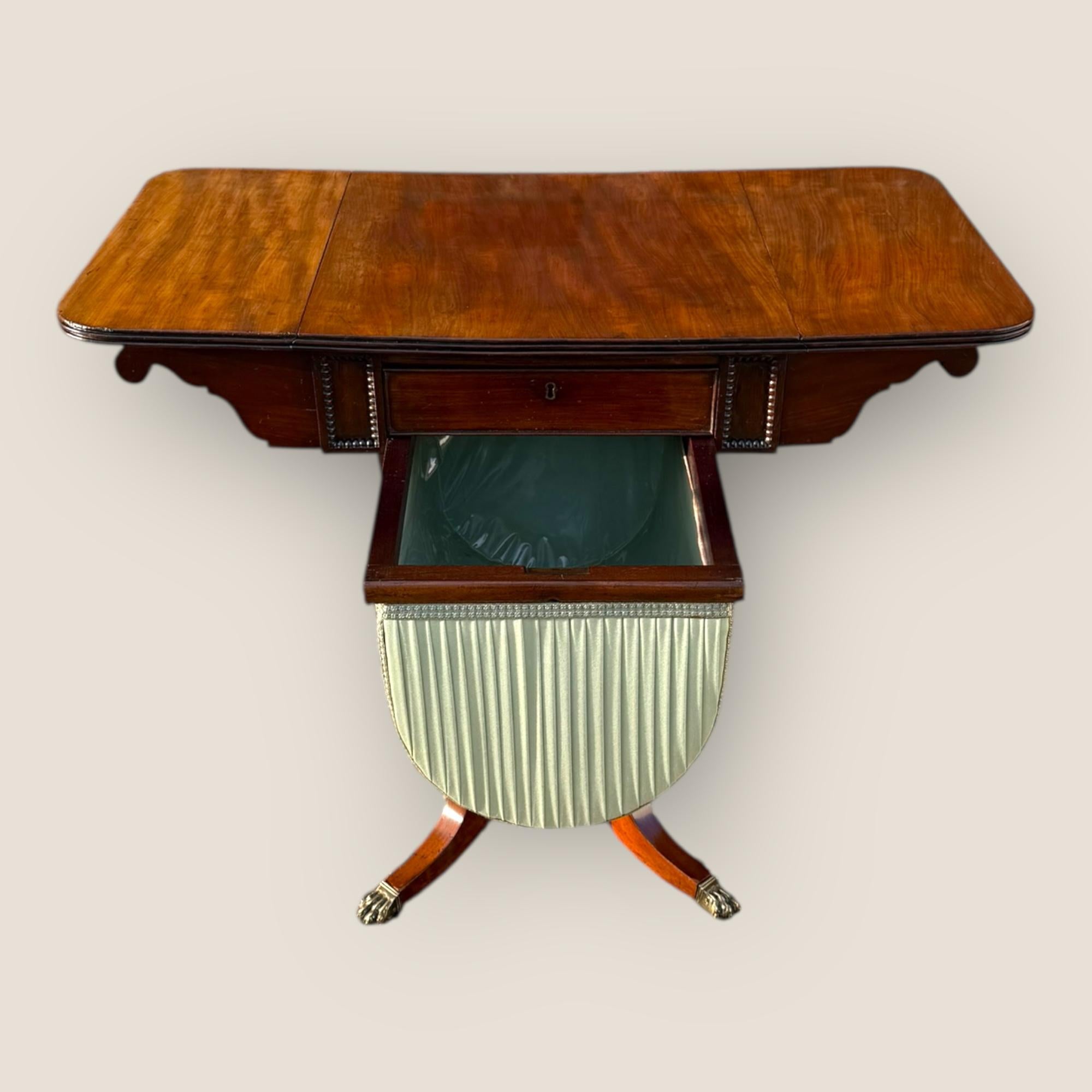 Regency Mahogany Sewing Table For Sale 3