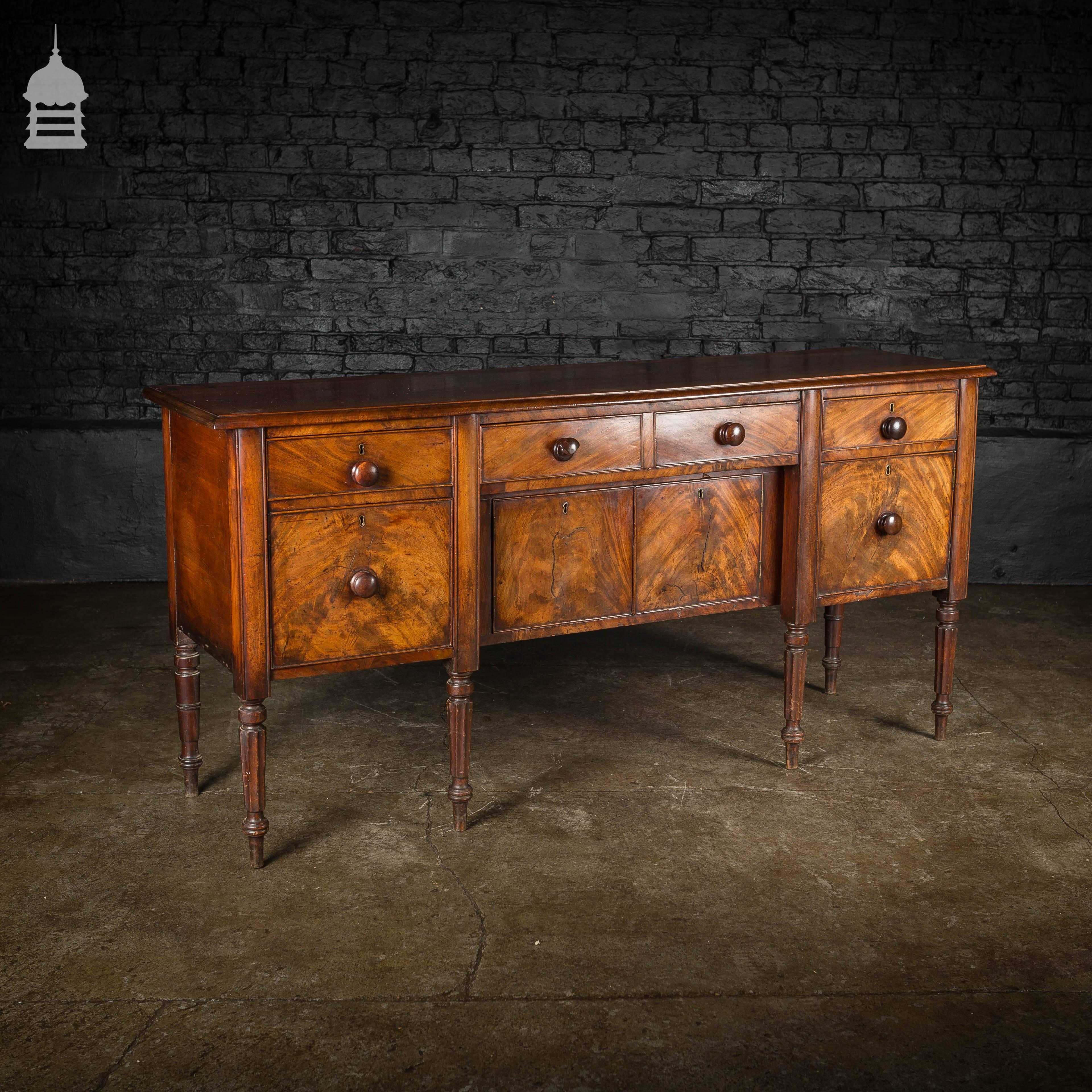 Regency Mahogany Sideboard with Tapering Fluted Legs For Sale 4