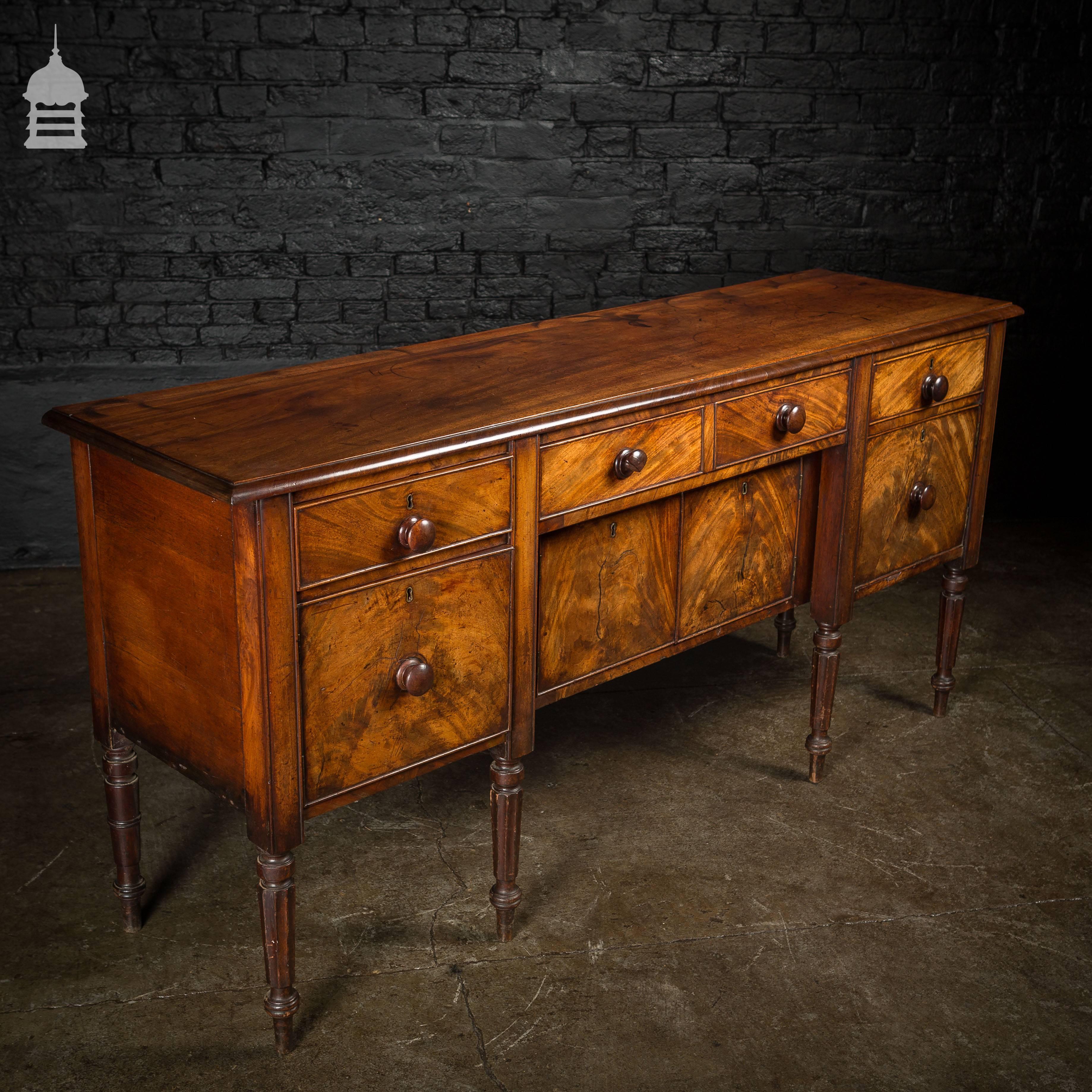 Regency Mahogany Sideboard with Tapering Fluted Legs For Sale 5