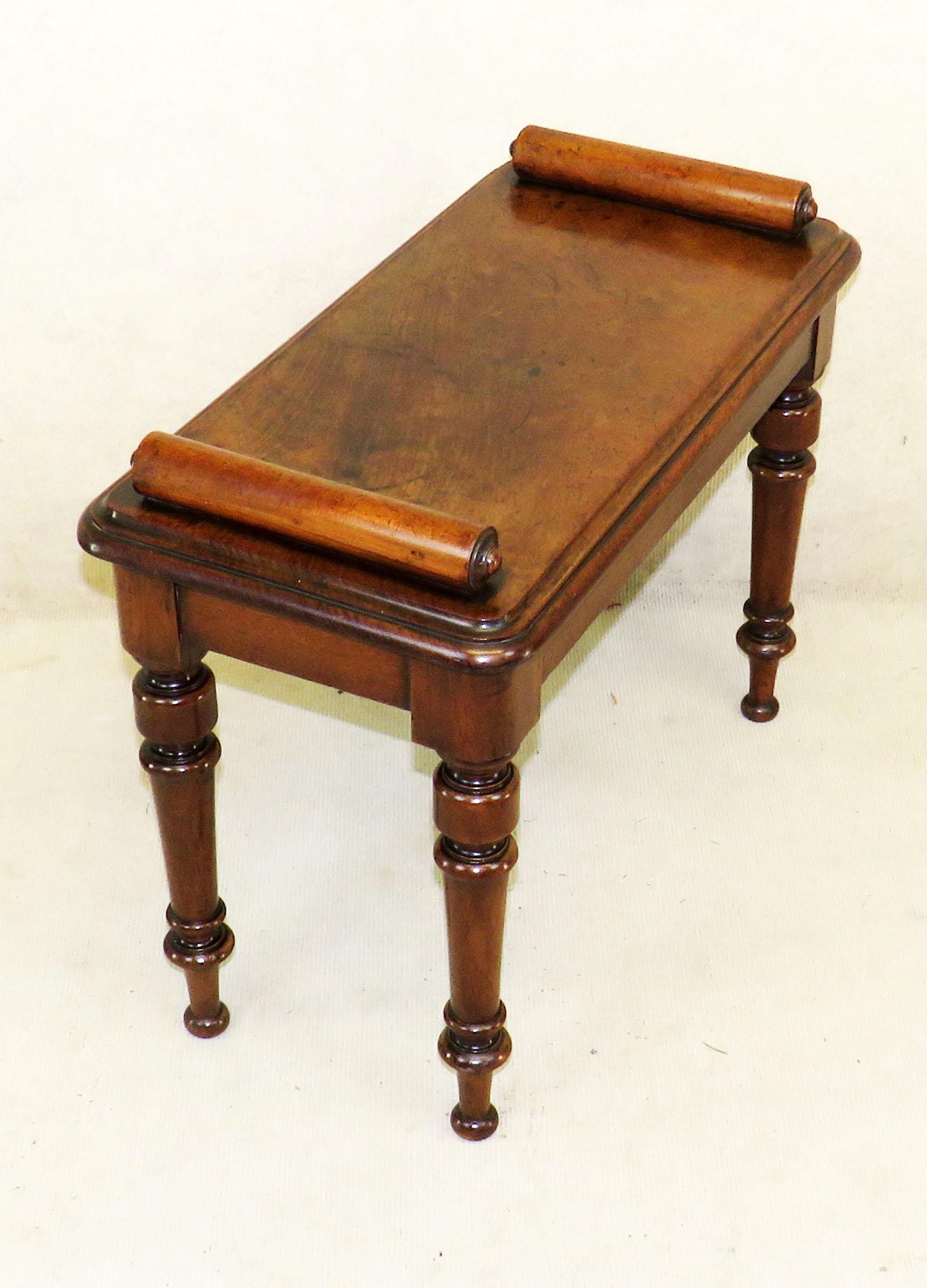 19th Century Regency Mahogany Small Window Seat Hall Bench