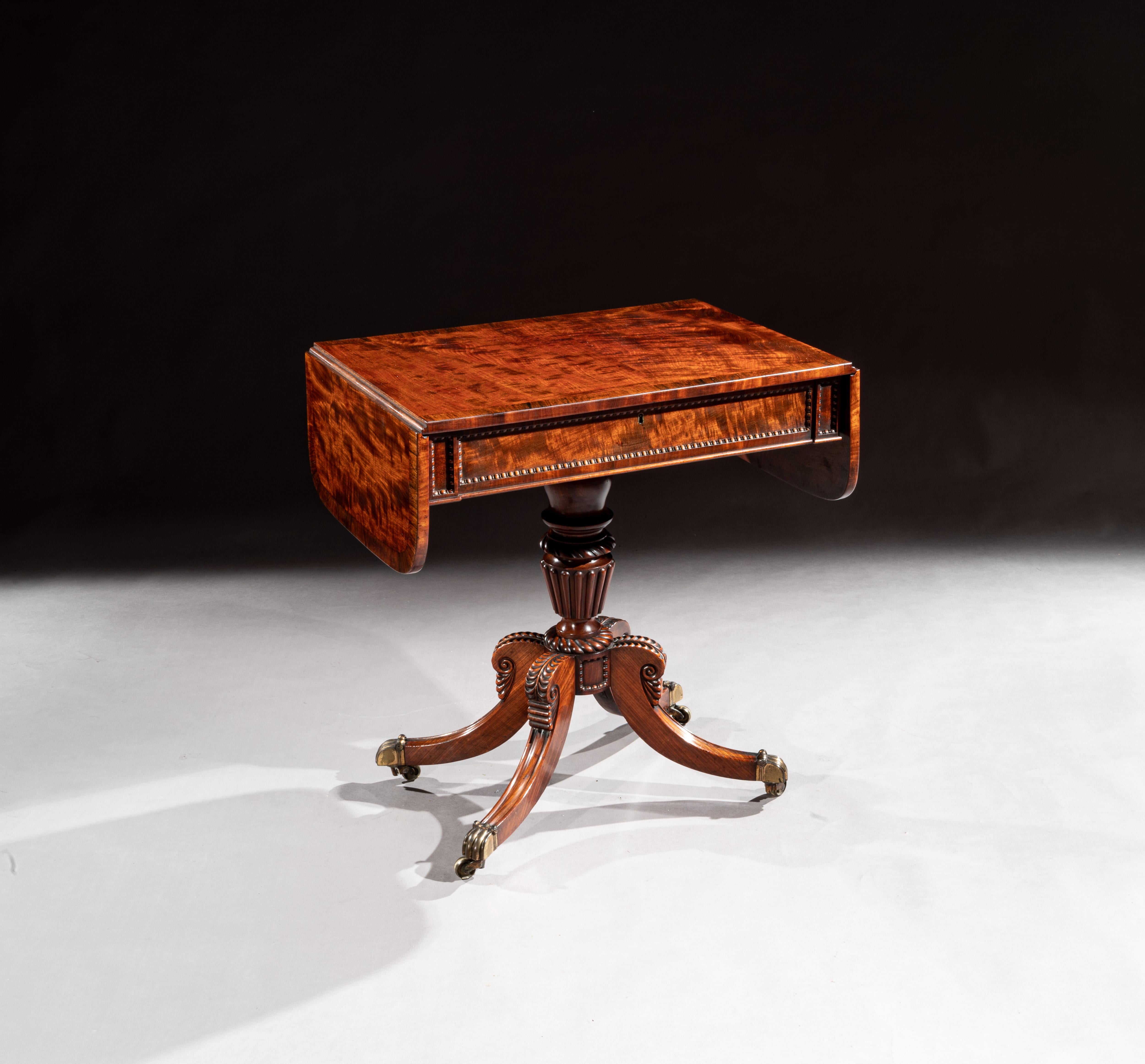 Extremely fine and of small proportions, George IV (late Regency) mahogany sofa table attributable to William Trotter of Edinburgh.

Scottish, circa 1825.

Of unusually small proportions and almost certainly made by William Trotter of