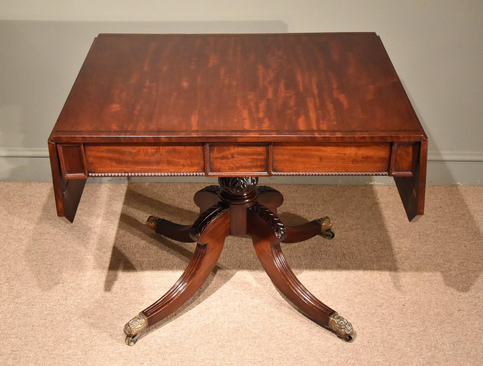 Early 19th Century Regency Mahogany Sofa Table on Central Pedestal