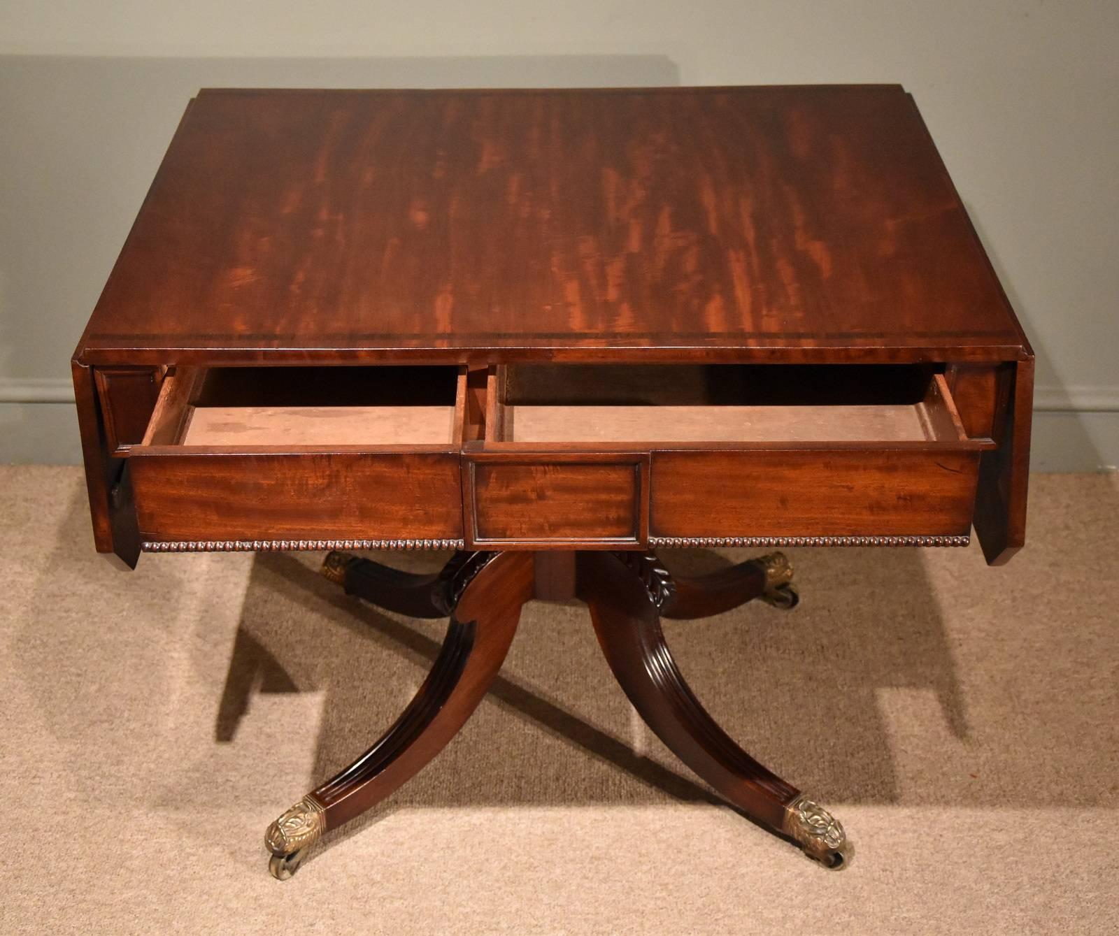 Regency Mahogany Sofa Table on Central Pedestal 1