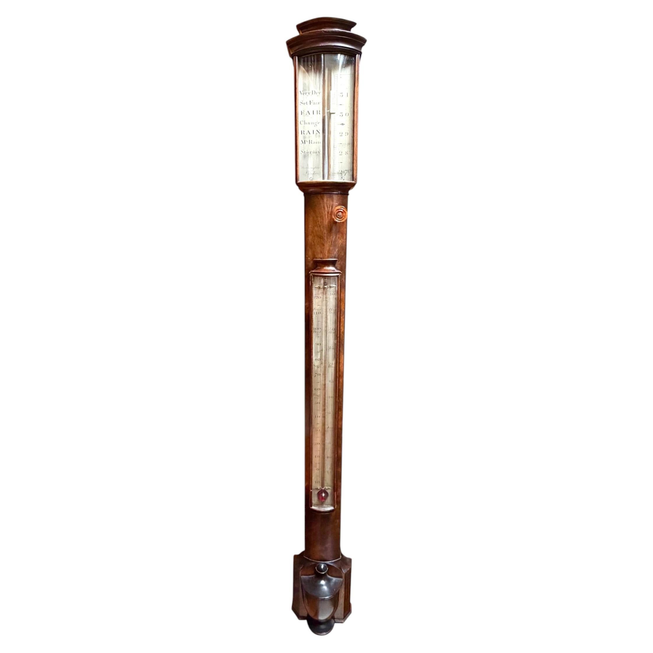 Regency Mahogany Stick Barometer Made and Signed by Worthington & Allan