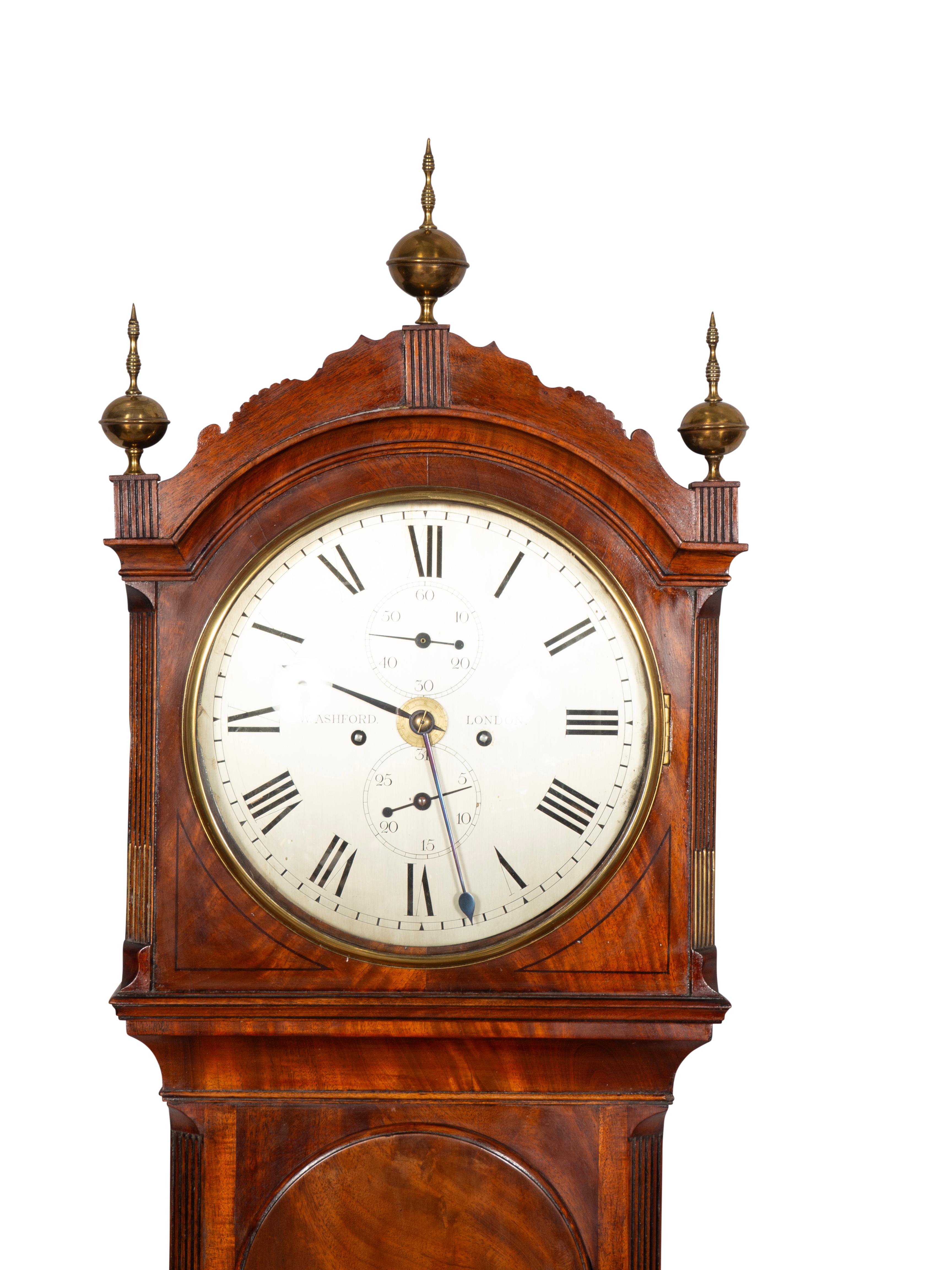 Reloj de caja alta de caoba de la Regencia Por W. Ashford, Londres en Bueno estado para la venta en Essex, MA