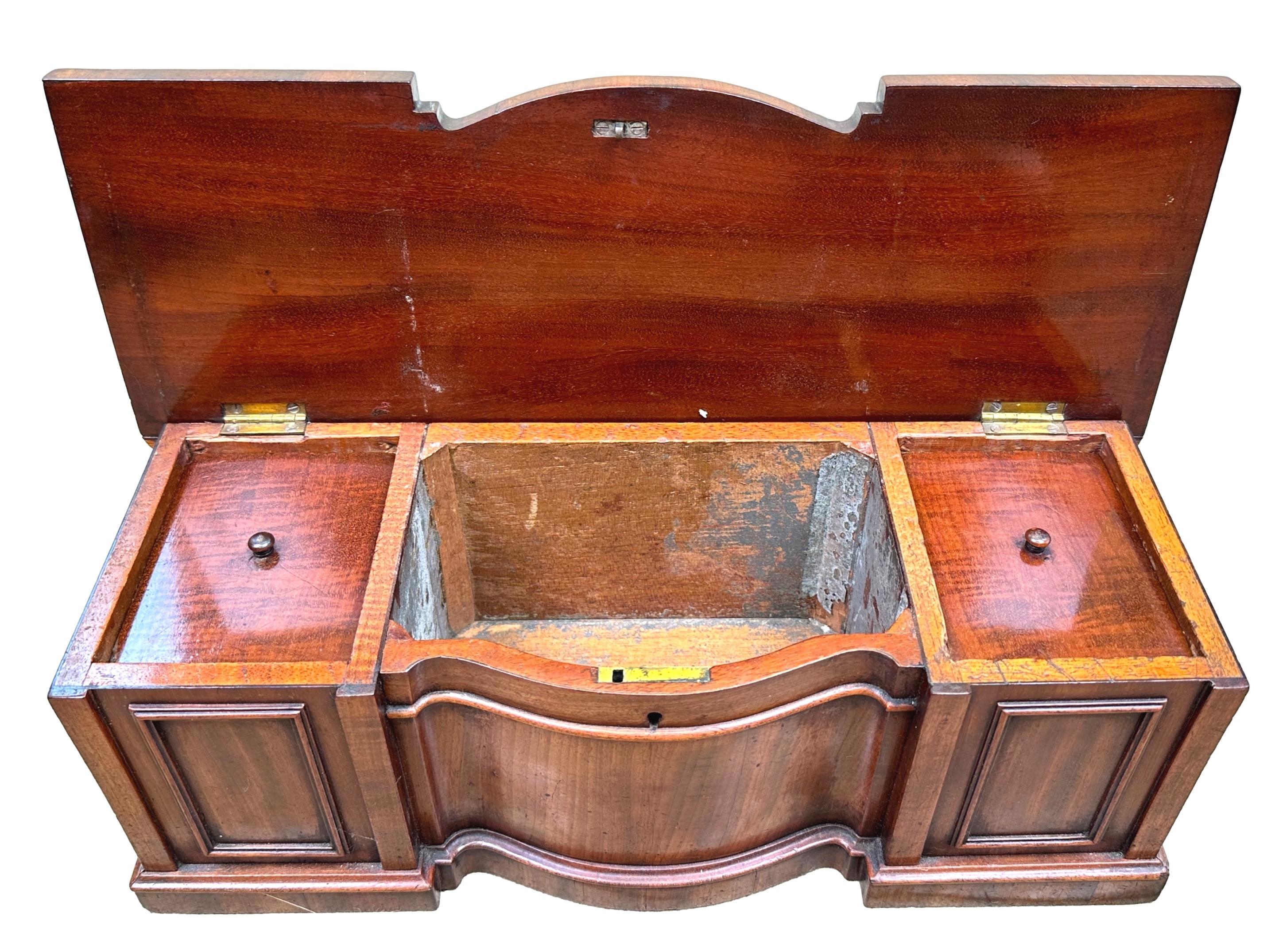 19th Century Regency Mahogany Tea Caddy Miniature Serpentine Sideboard For Sale