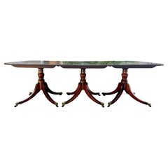 Regency Mahogany Three Pedestal Dining Table