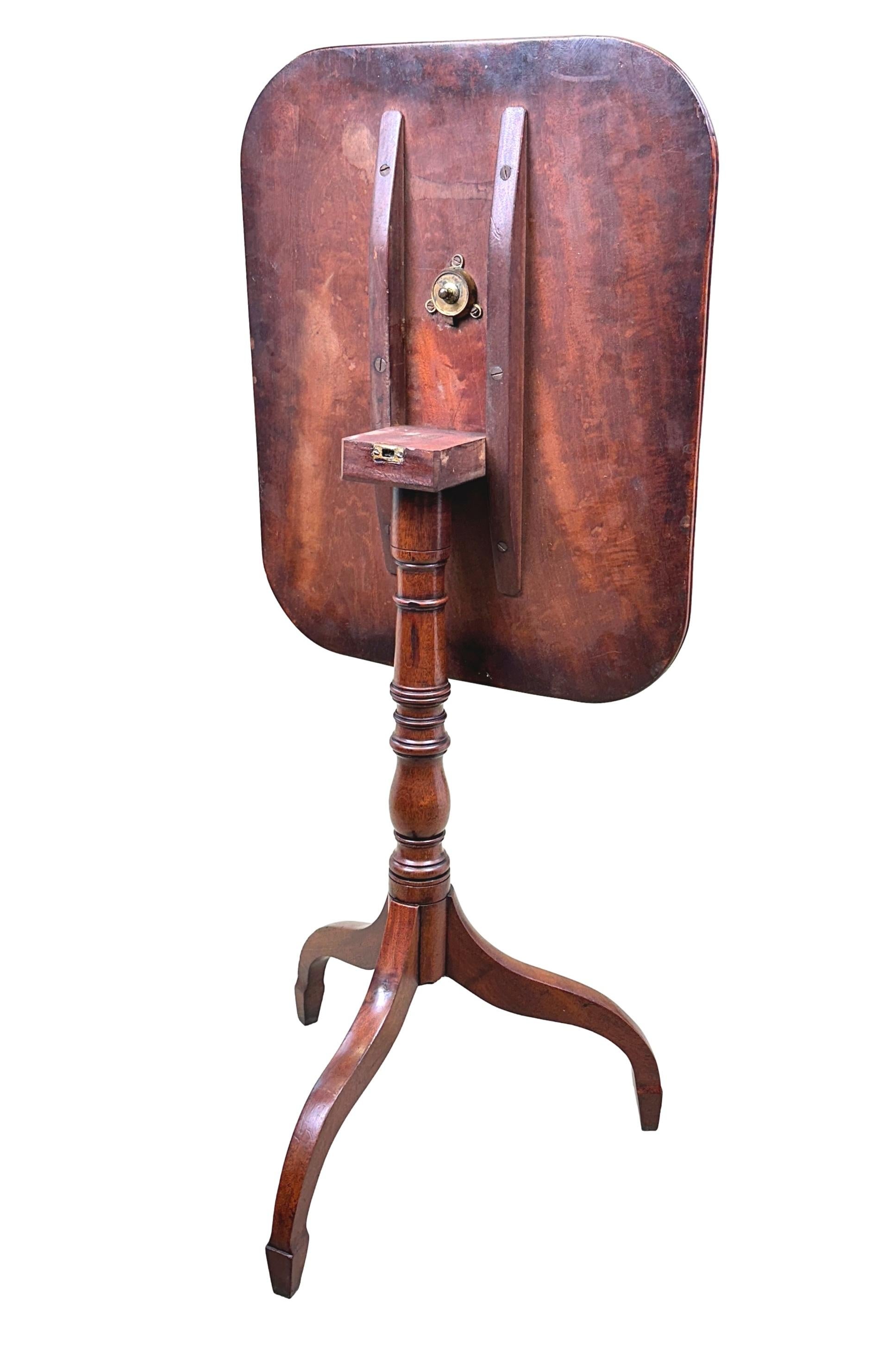 Regency Mahogany Tilt Top Rectangular Wine Table For Sale 4