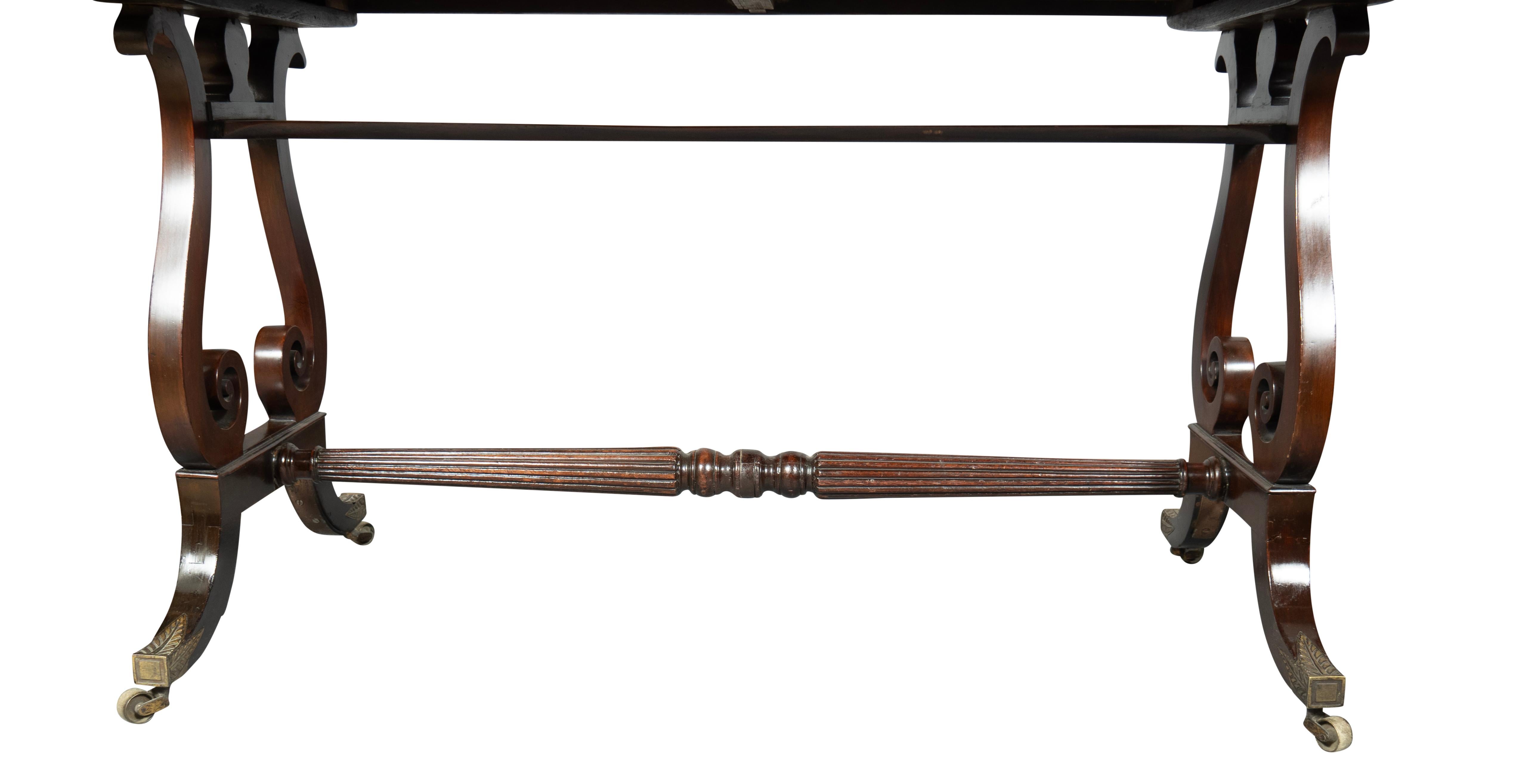 Regency Mahogany Trestle Base Writing Table For Sale 4