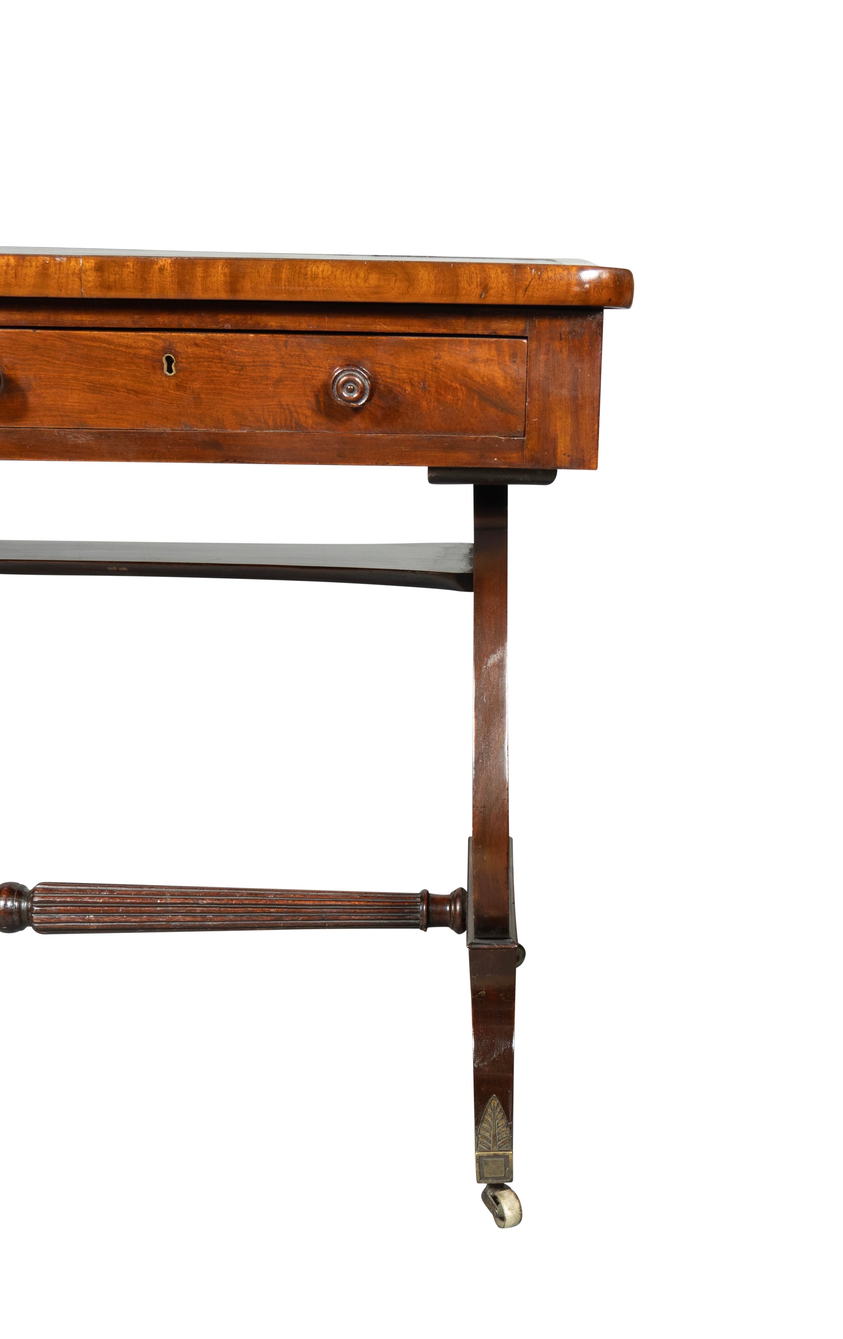 Regency Mahogany Trestle Base Writing Table For Sale 5