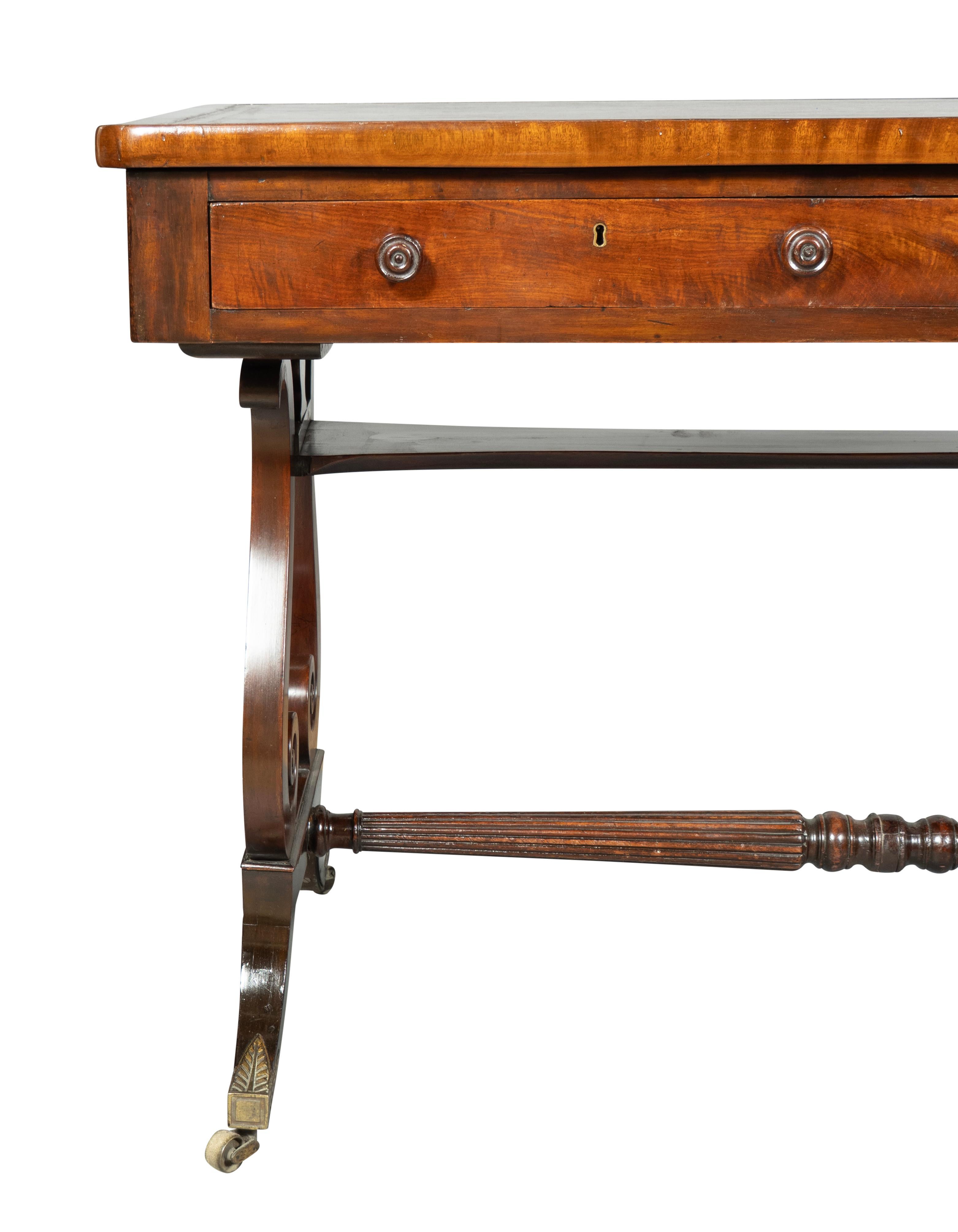 Regency Mahogany Trestle Base Writing Table For Sale 6