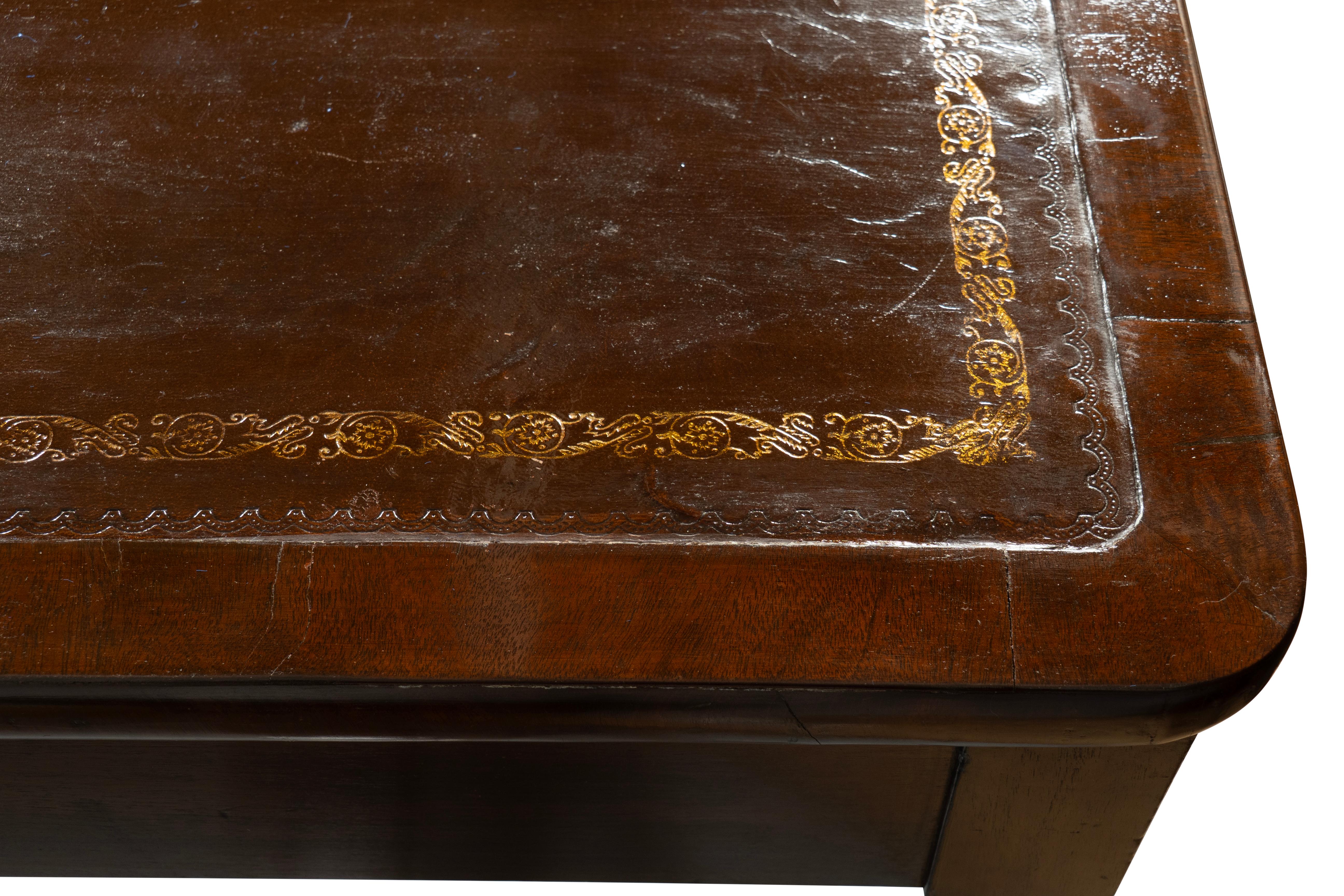 Regency Mahogany Trestle Base Writing Table For Sale 12
