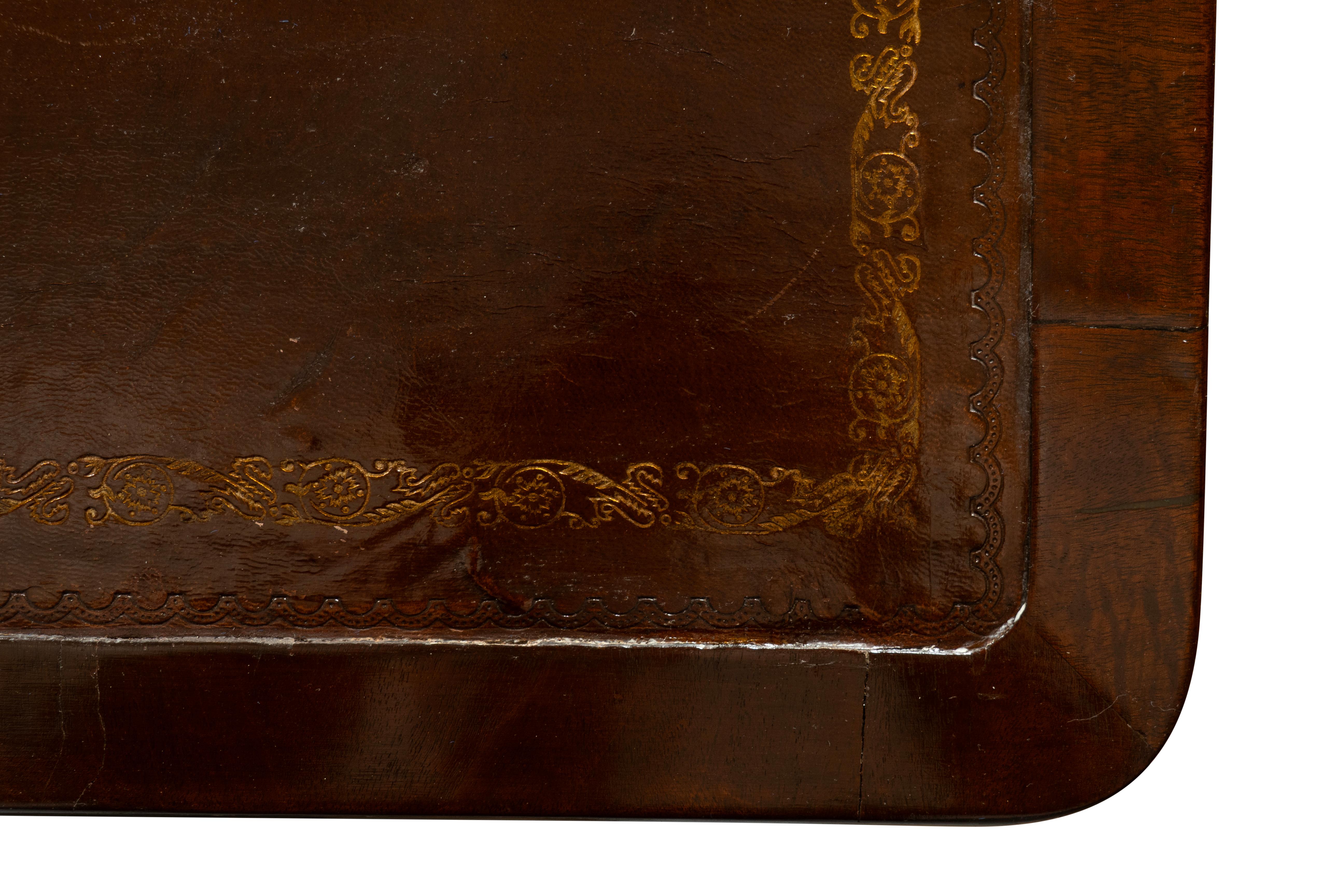 Regency Mahogany Trestle Base Writing Table For Sale 13