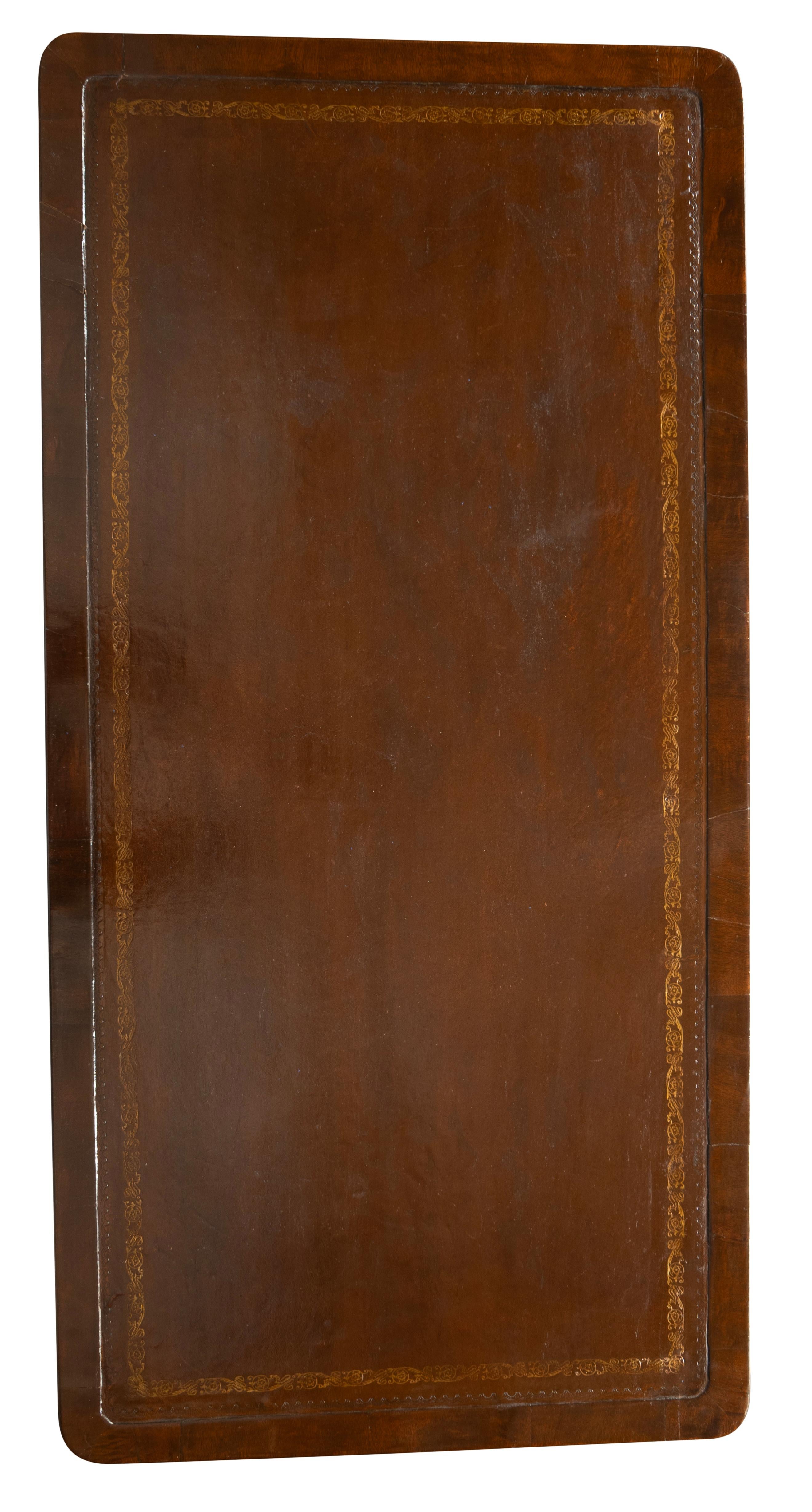 Regency Mahogany Trestle Base Writing Table For Sale 3