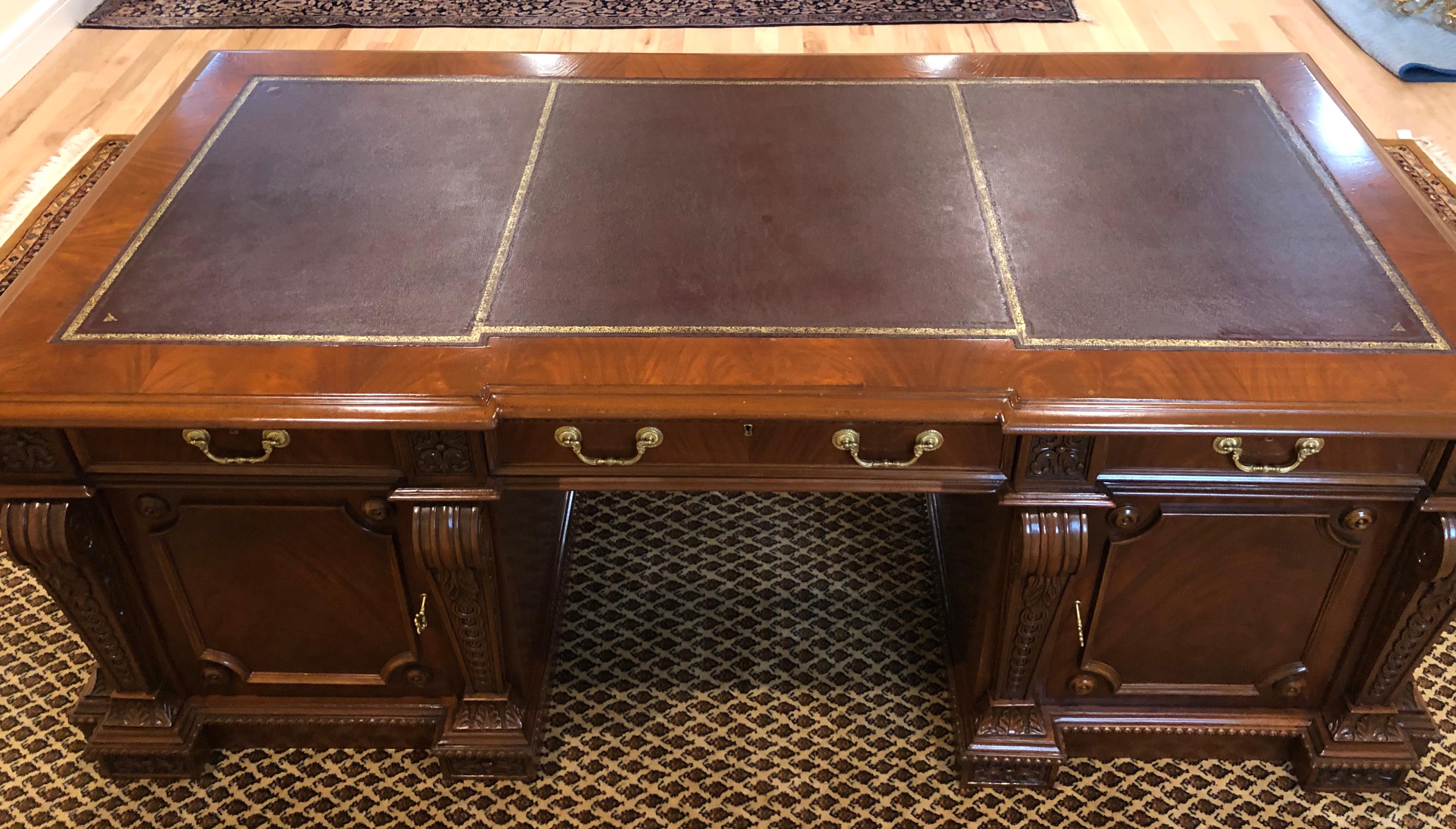 Mahogany Regency Leather Top Pedestal Desk Brand New!!!!! 