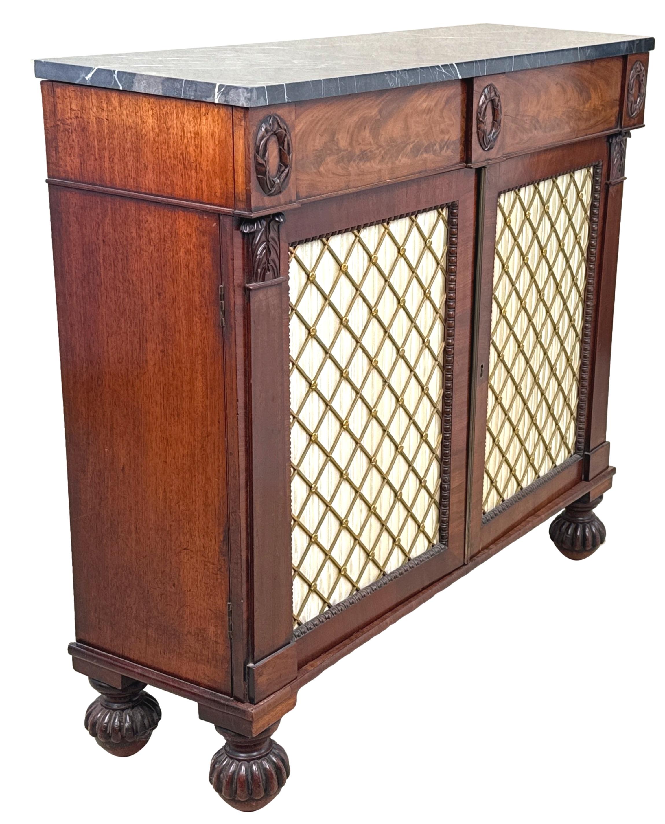 English Regency Mahogany Two Door Side Cabinet For Sale