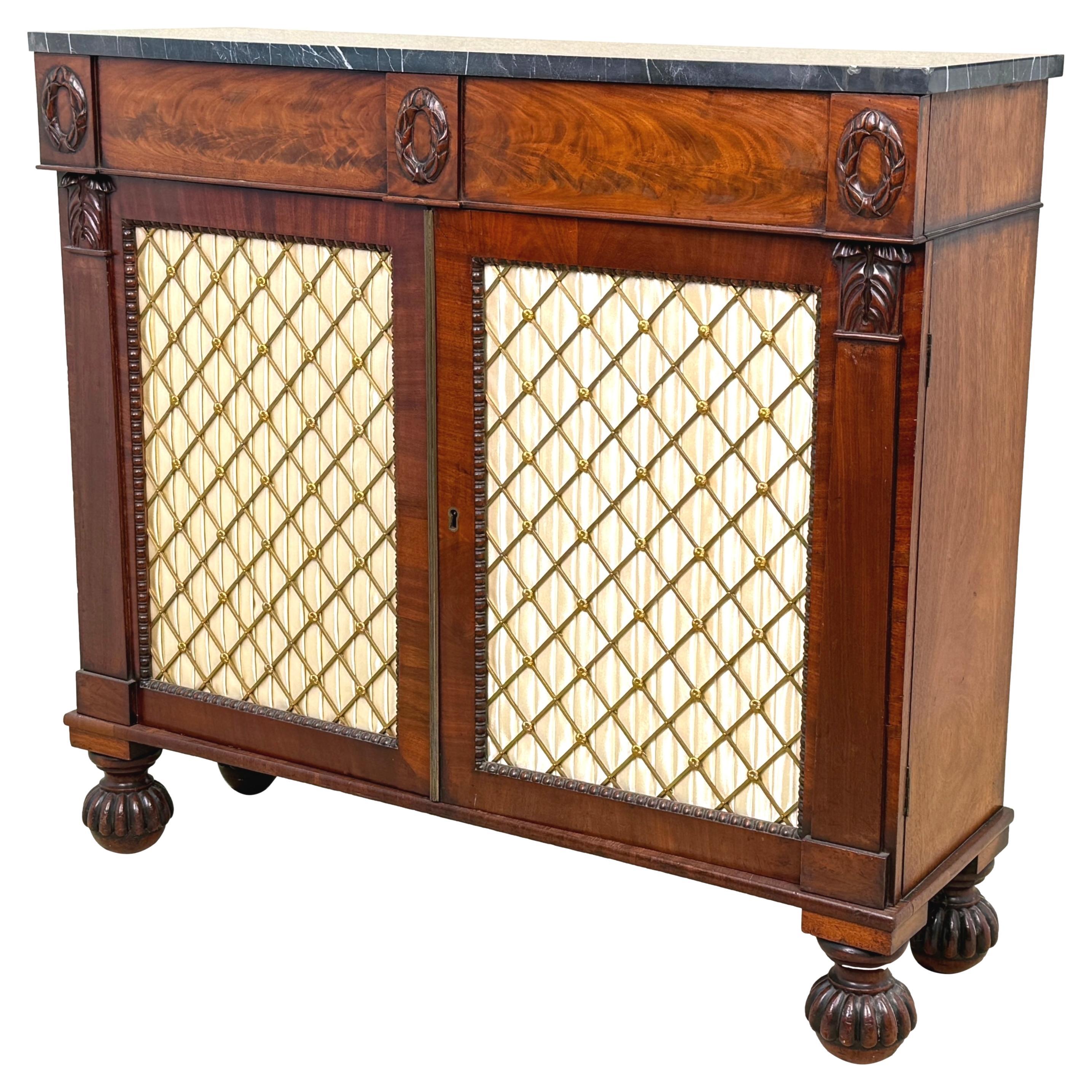 Regency Mahogany Two Door Side Cabinet For Sale
