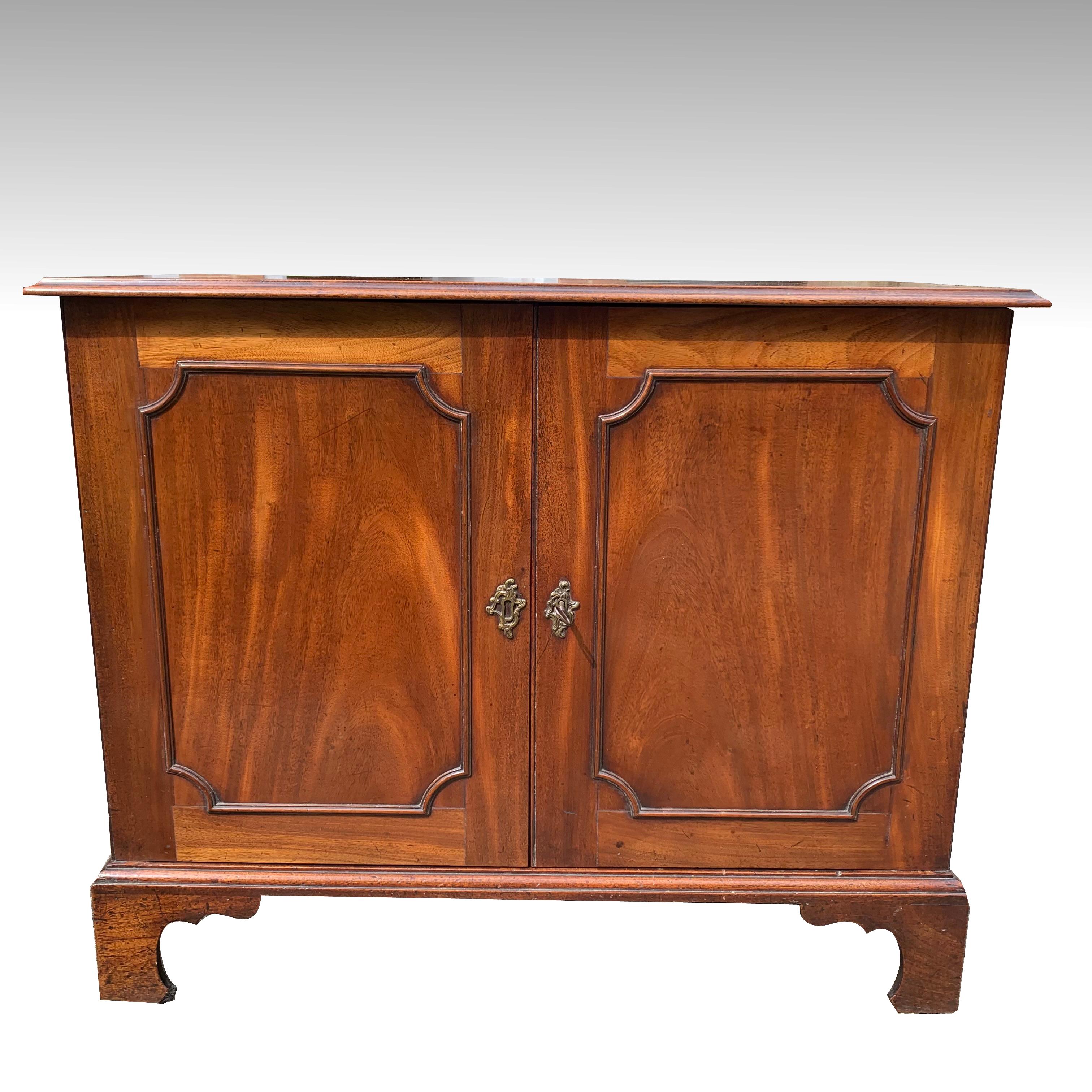 19th Century Regency Mahogany Two Door Side Cabinet / Low Linen Press