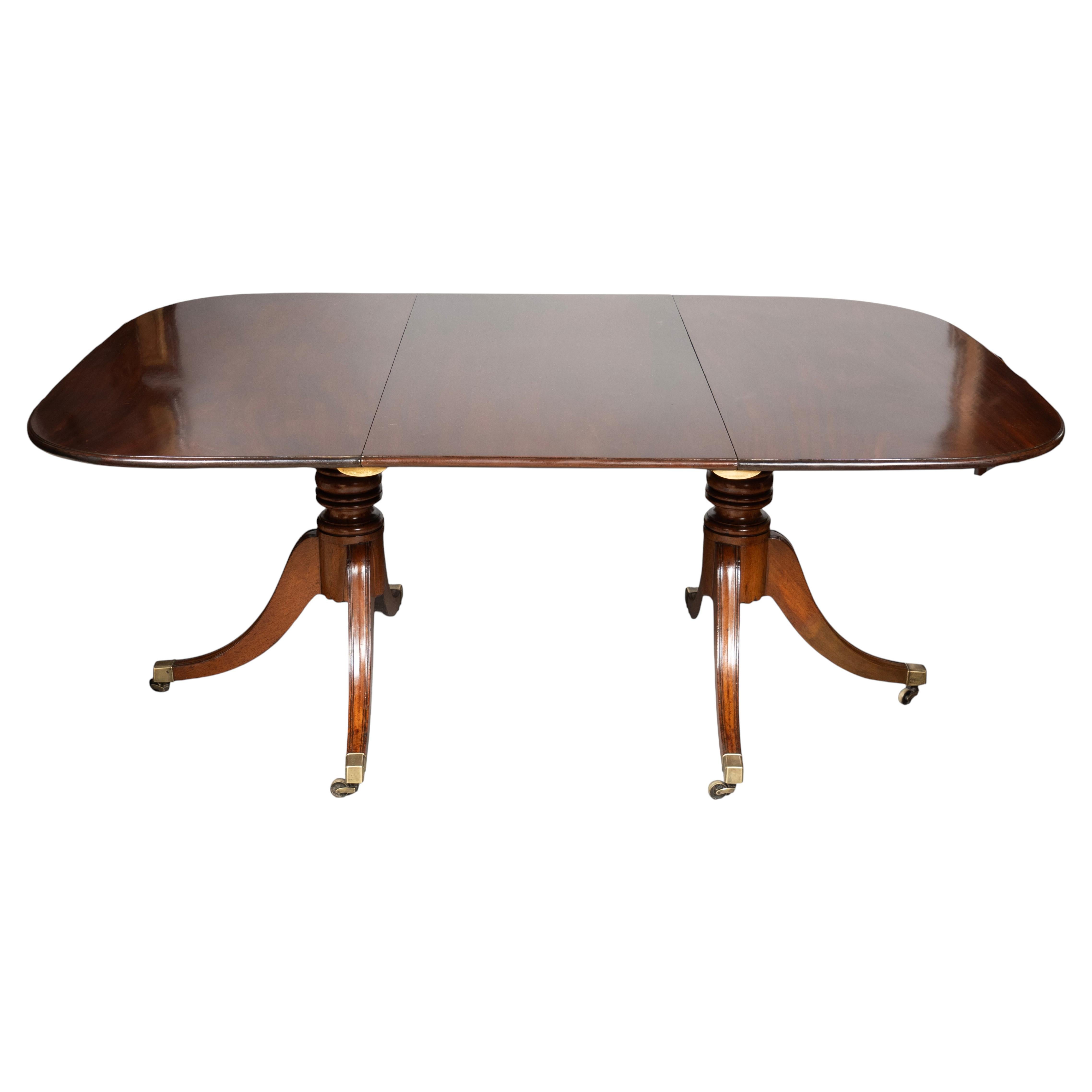 Regency Mahogany Two Pedestal Dining Table For Sale