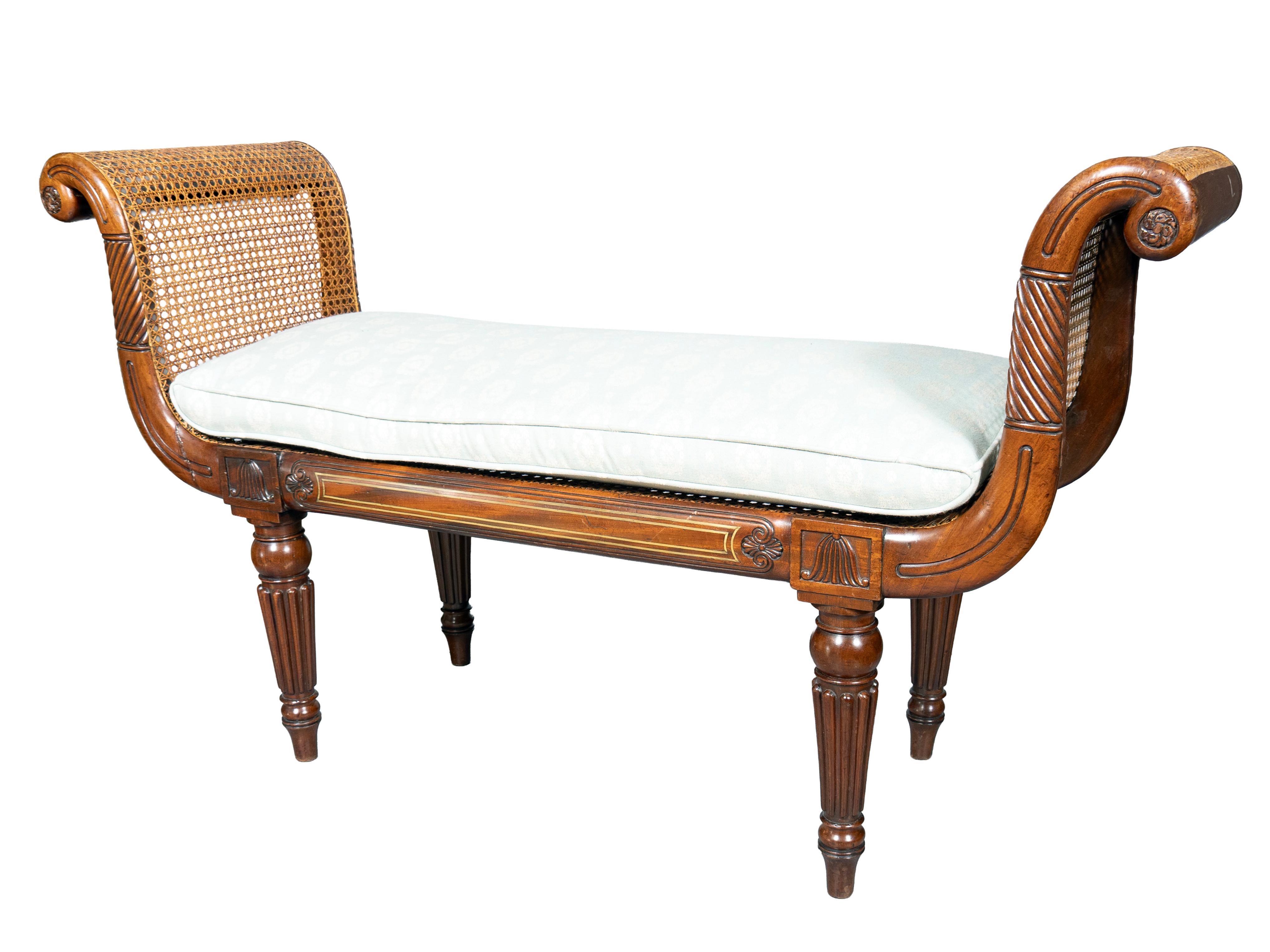 19th Century Regency Mahogany Window Bench For Sale