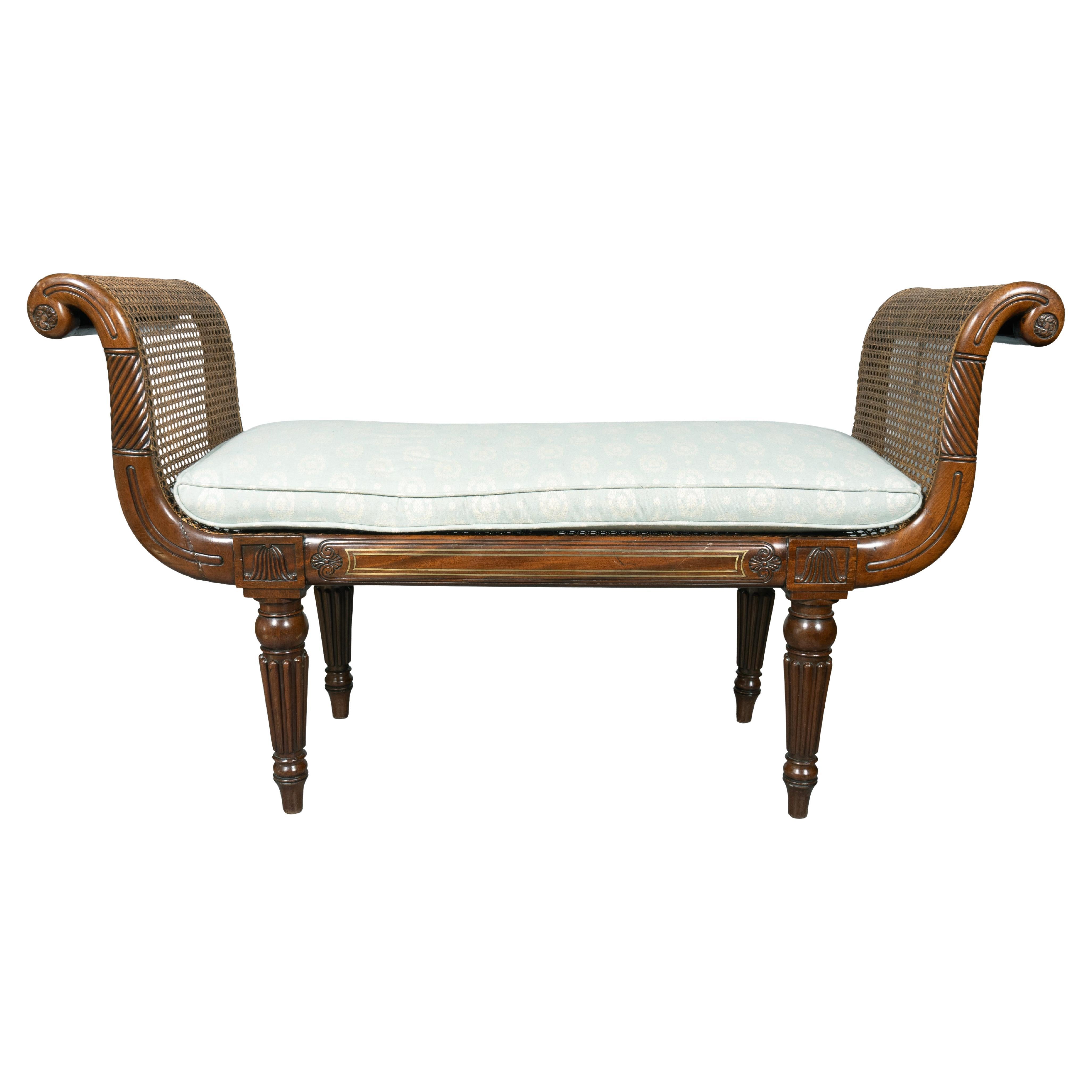 Regency Mahogany Window Bench For Sale