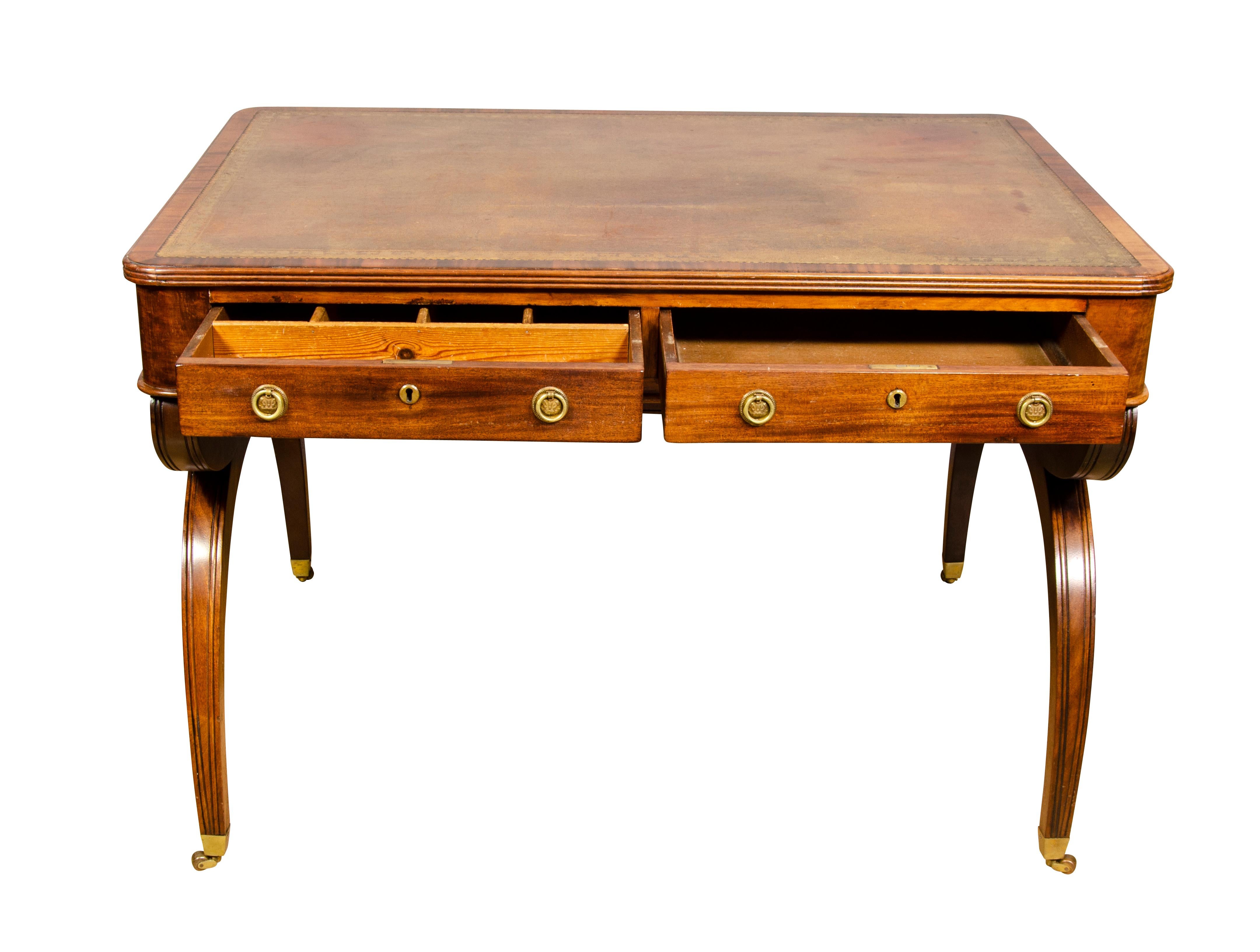 Regency Mahogany Writing Table In Good Condition In Essex, MA