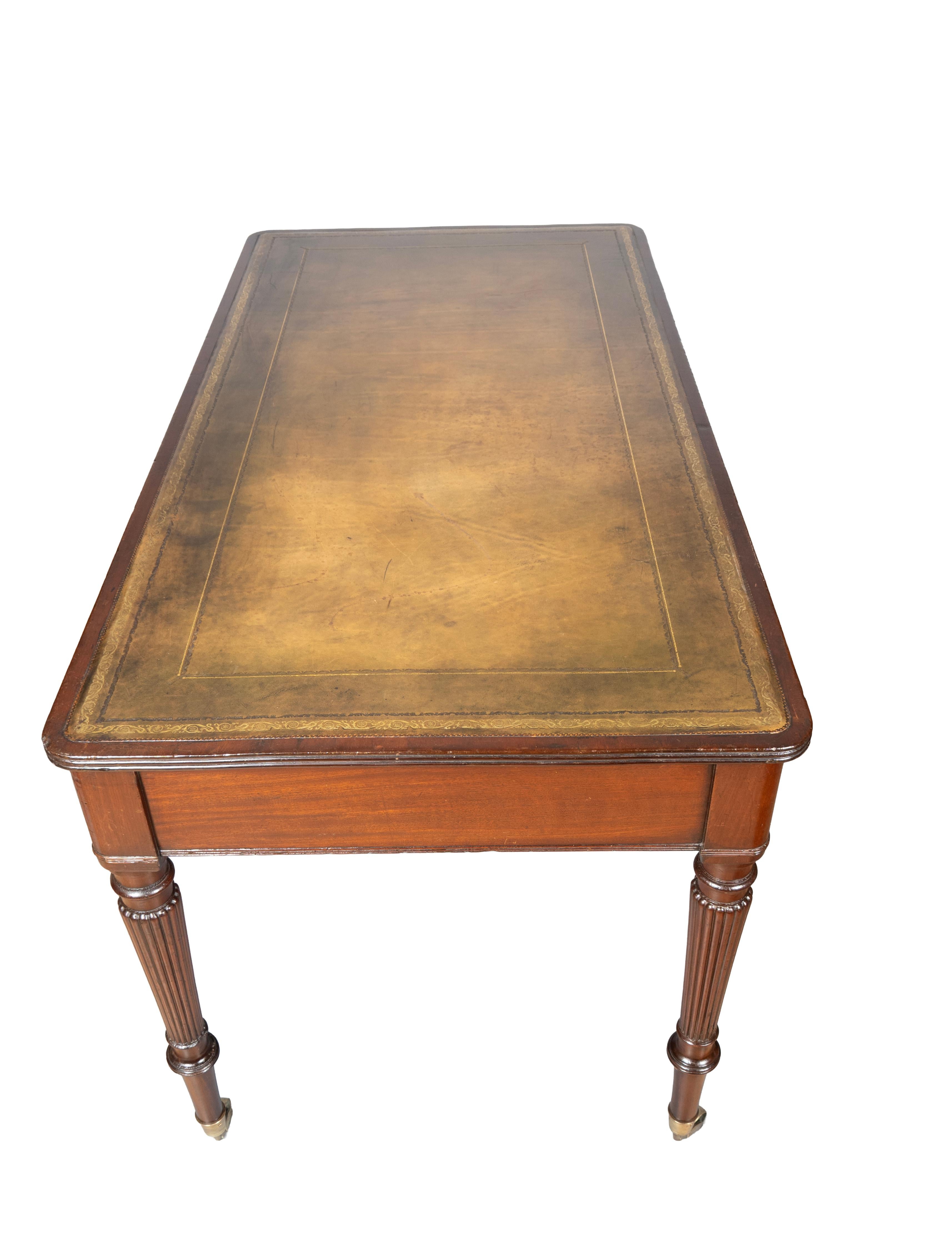 Brass Regency Mahogany Writing Table For Sale