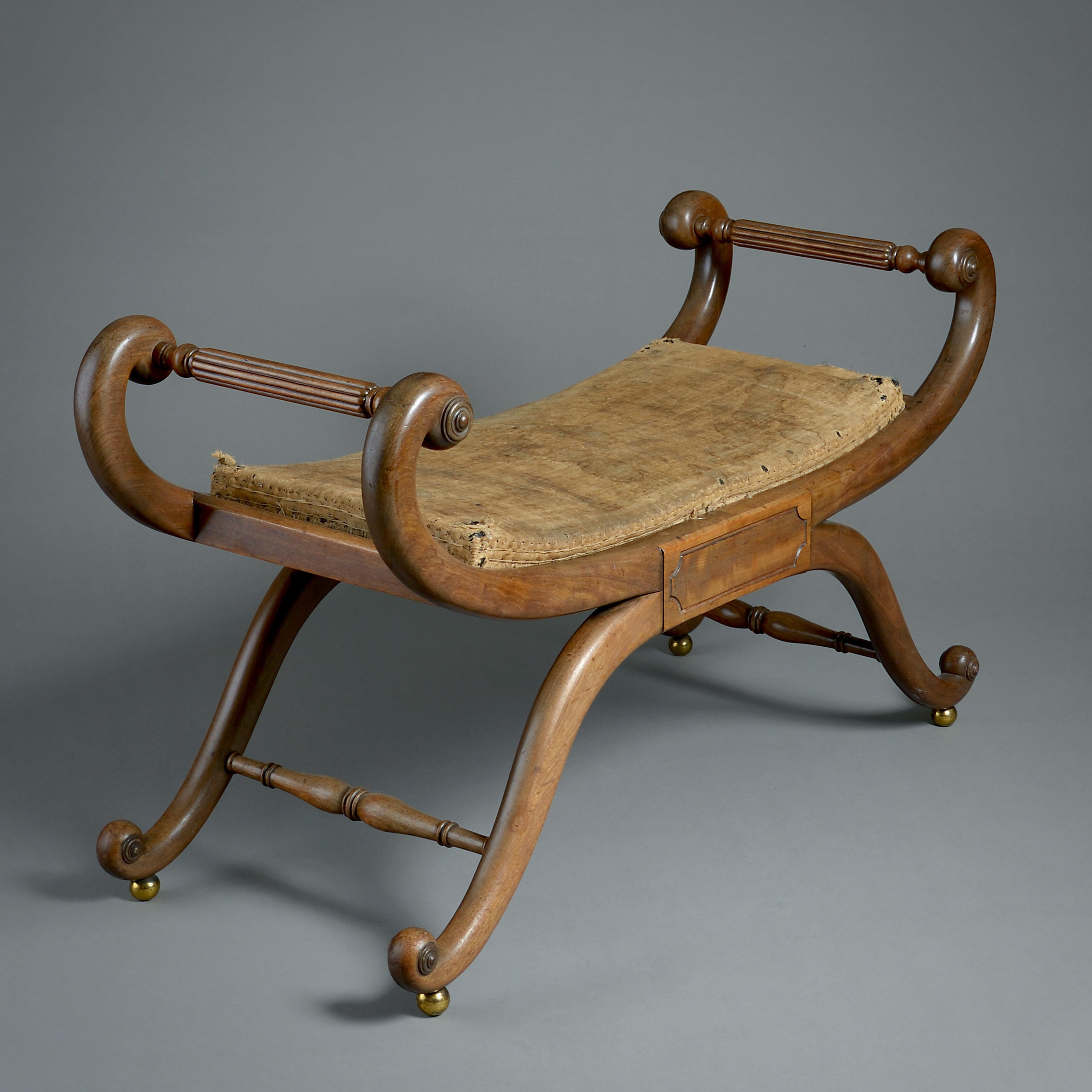 19th Century Regency Mahogany X-frame Stool