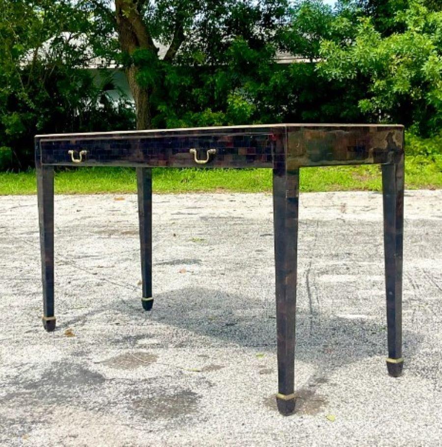 Regency Maitland-Smith Tessellated Horn Collectors Console Table In Good Condition For Sale In west palm beach, FL