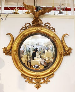 Regency Manner Convex Giltwood Mirror with Eagle and Cornucopias