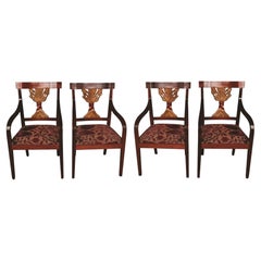 Regency Manner Gilt Wheat Splat-Back Armchairs, Set of 4